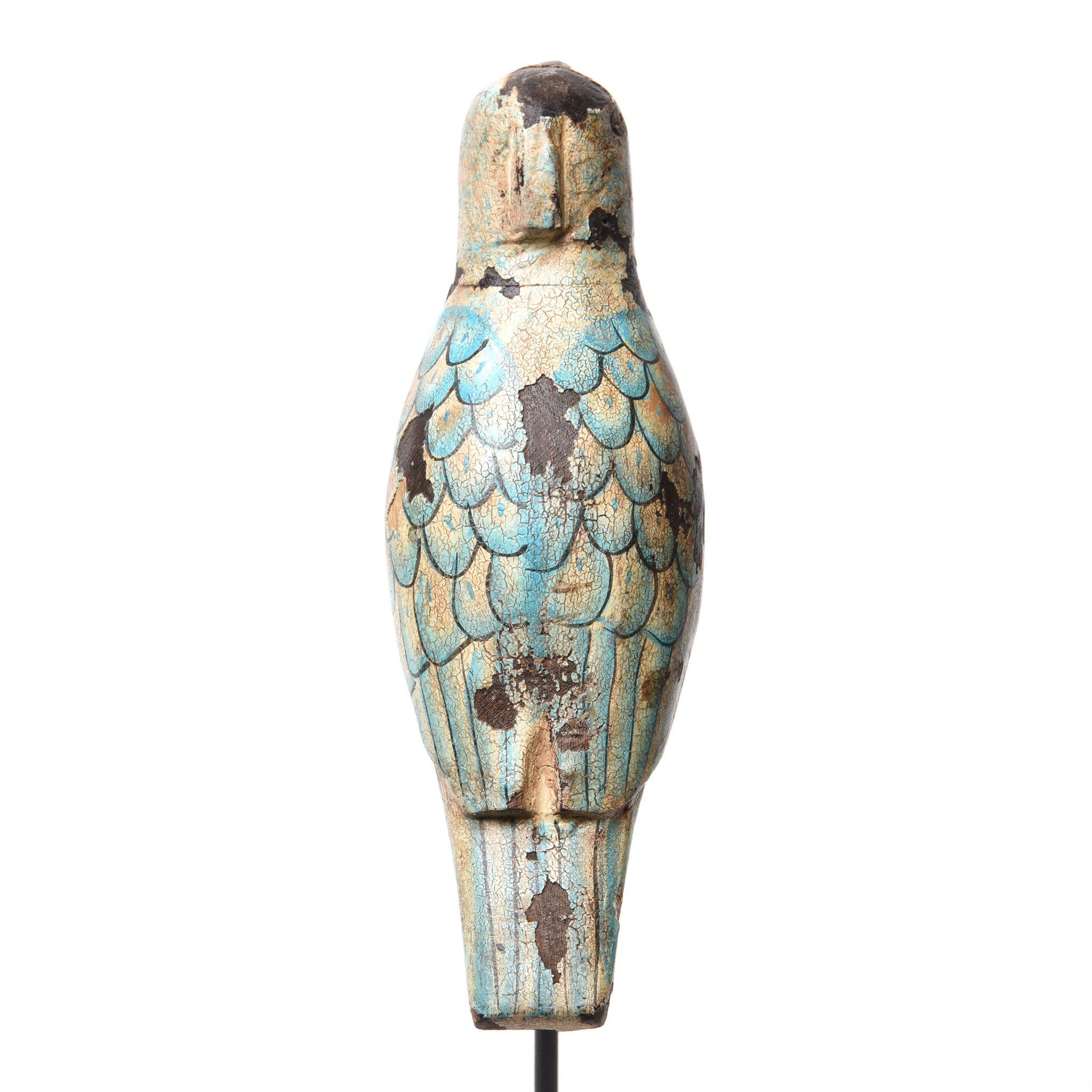 Painted Wooden Bird On Stand with distressed finish From Rajasthan - Image 7