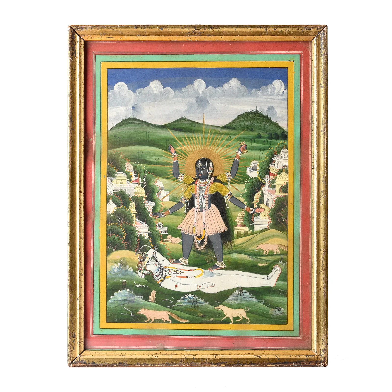 Painting Of Kali Trampling Shiva - Jaipur School - 19th Century - Image 4