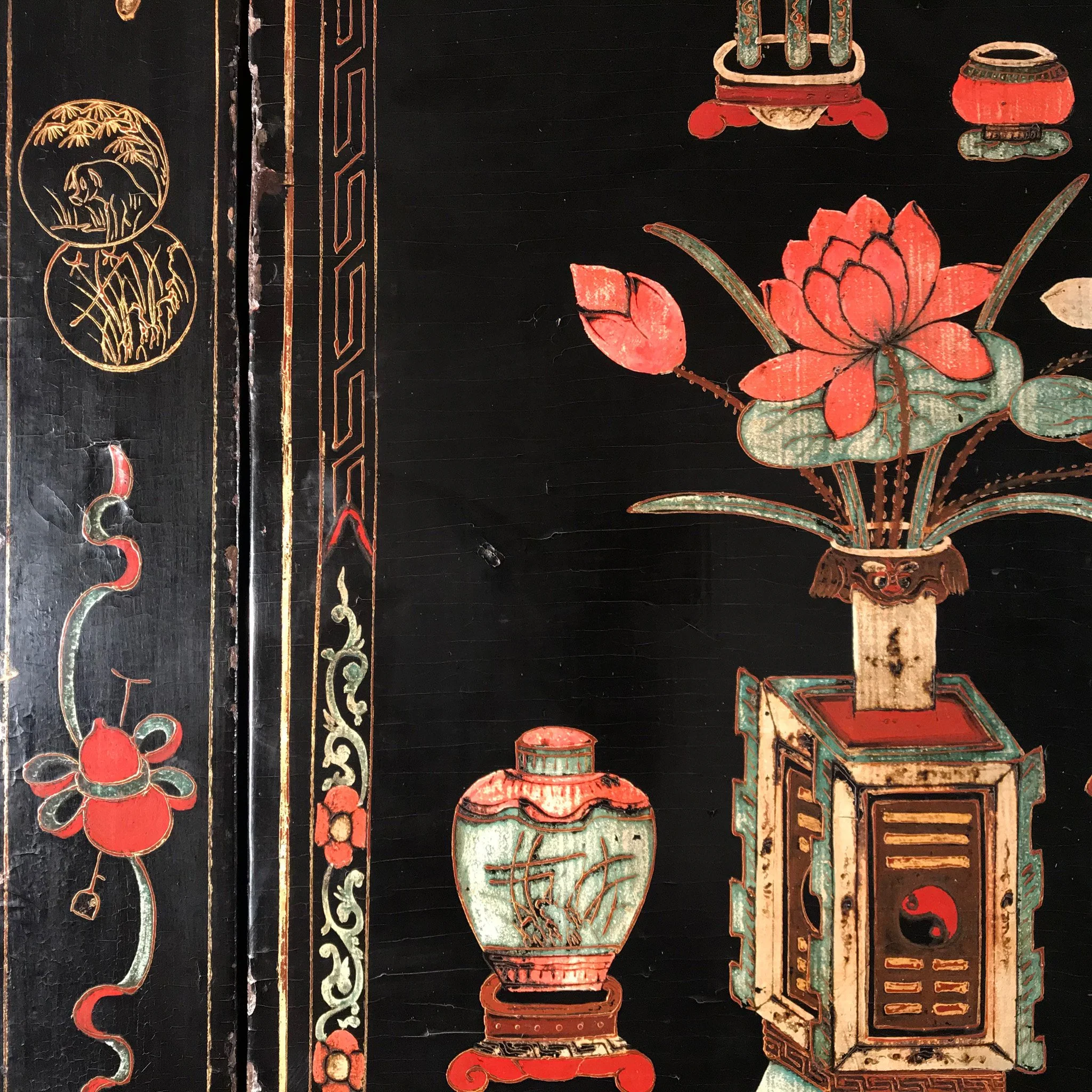 Antique Black Lacquer Wedding Cabinet From Shanxi - 19thC - Image 5