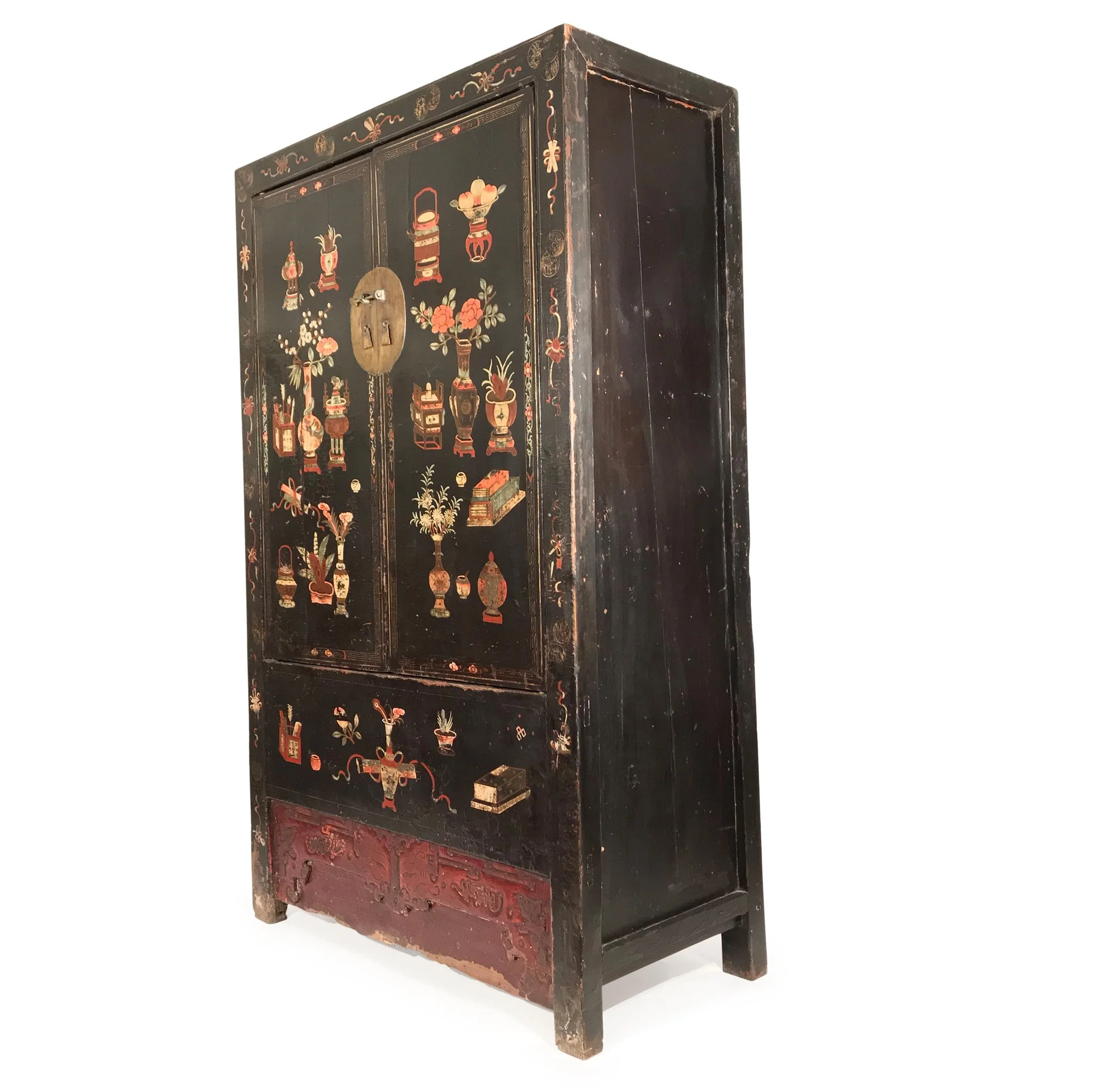 Antique Black Lacquer Wedding Cabinet From Shanxi - 19thC - Image 6