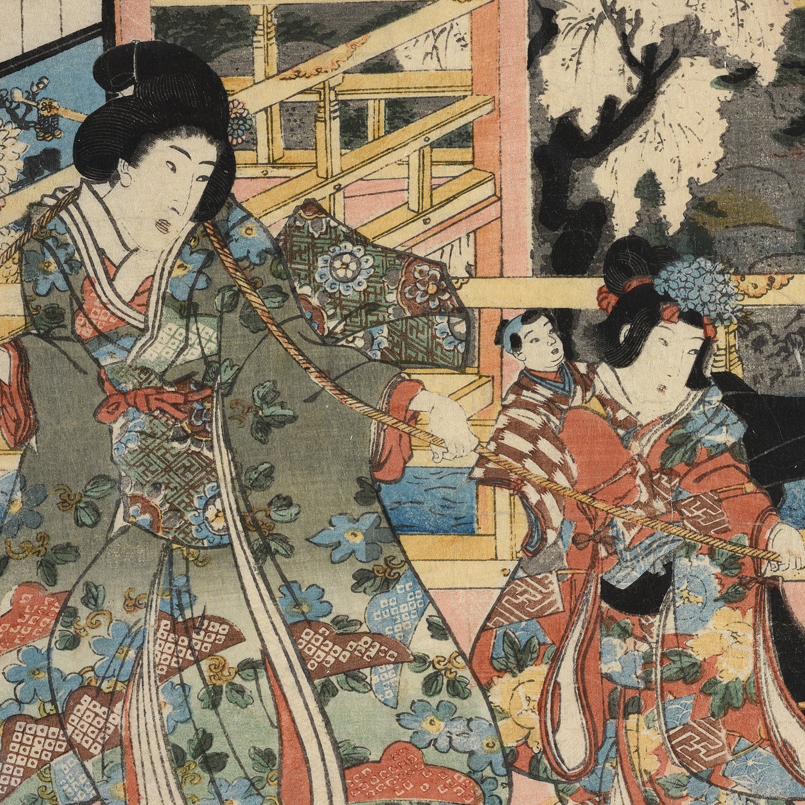 Framed Japanese Woodblock Print Oban by Utagawa Kunisada - 19th Century - Image 7