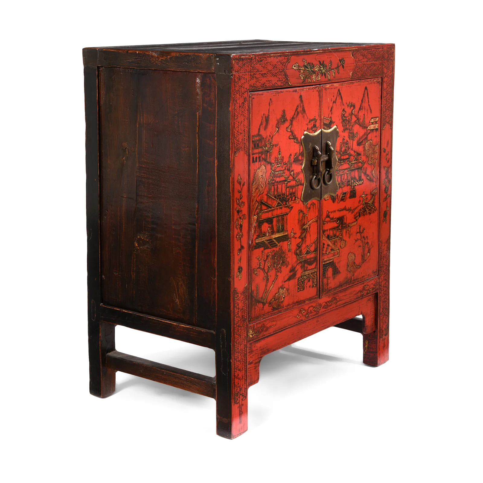 Pair of Red Lacquer Bedside Cabinets - Image 4