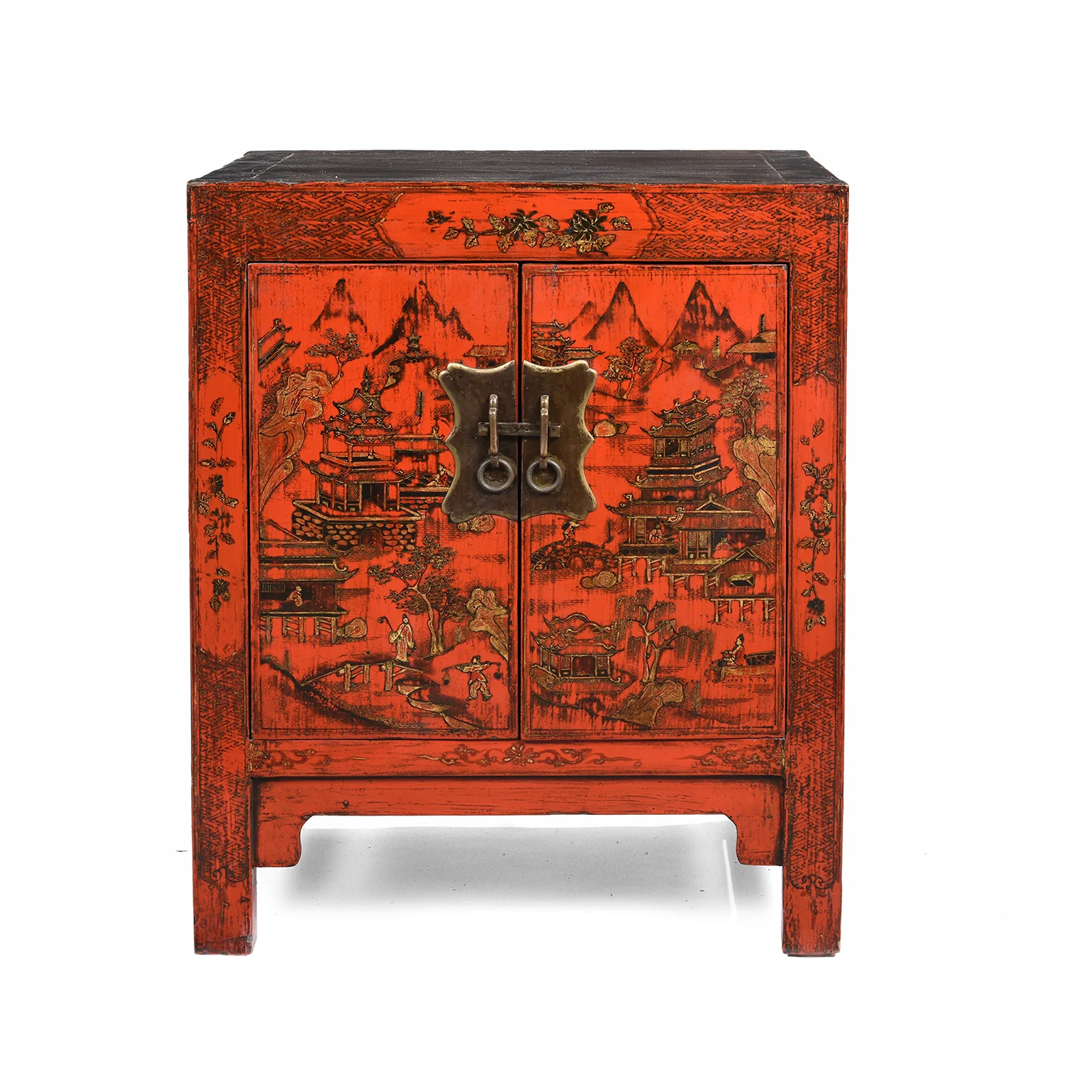 Pair of Red Lacquer Bedside Cabinets - Image 6