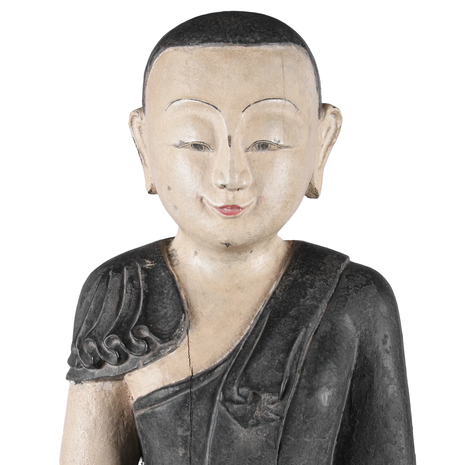 Pair Of Vintage Carved Burmese Monks - Ca 1970's - Image 5