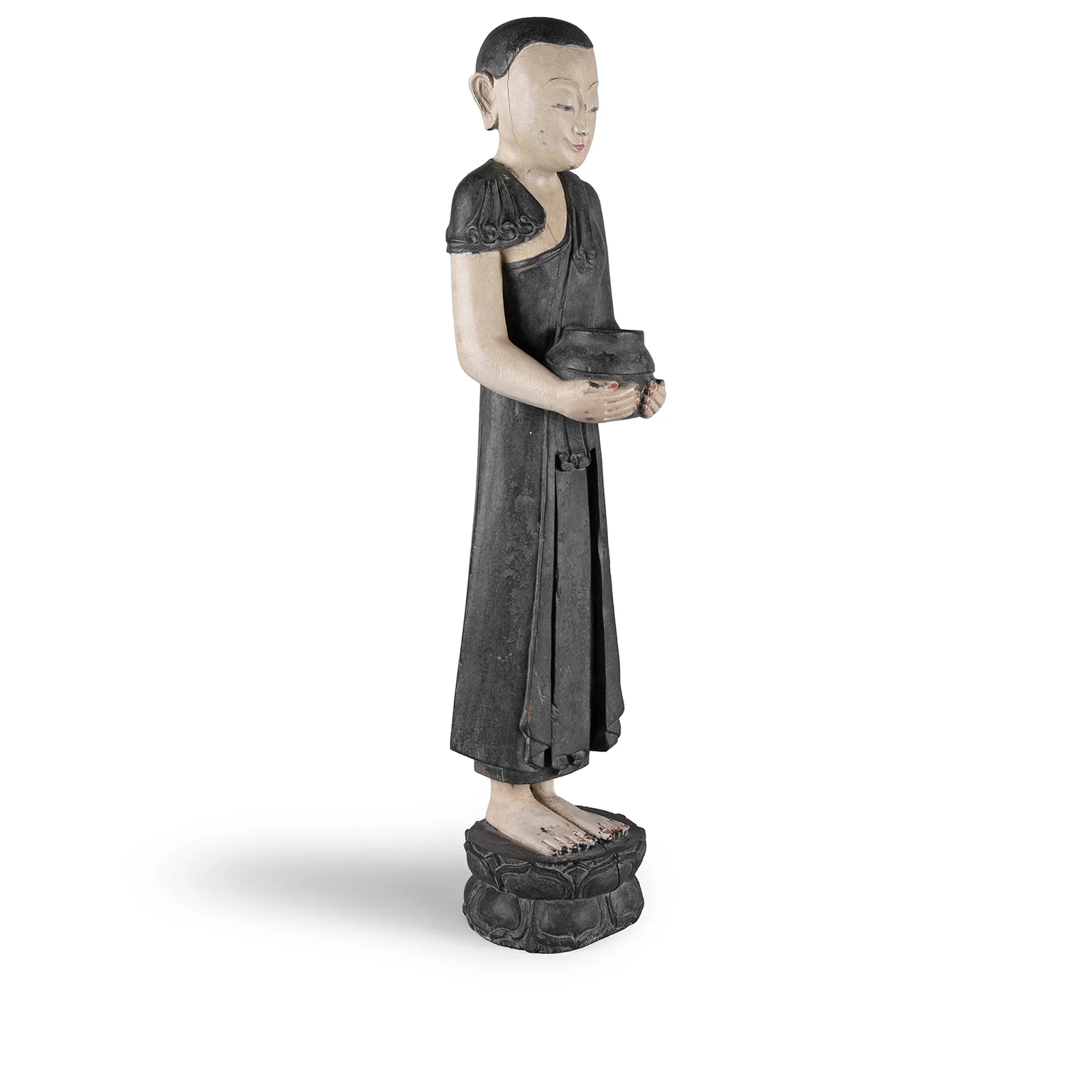 Pair Of Vintage Carved Burmese Monks - Ca 1970's - Image 7