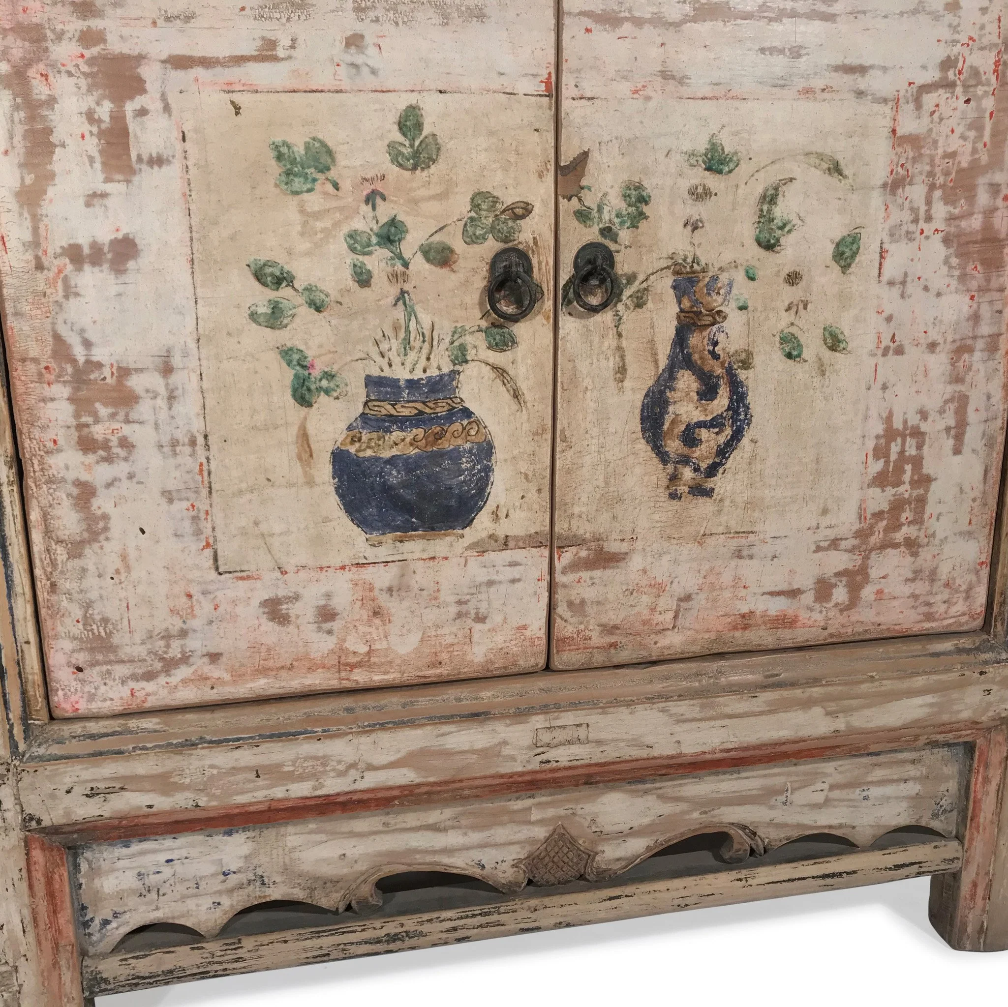 4 Door Pale Painted Mongolian Sideboard - 19thC - Image 2
