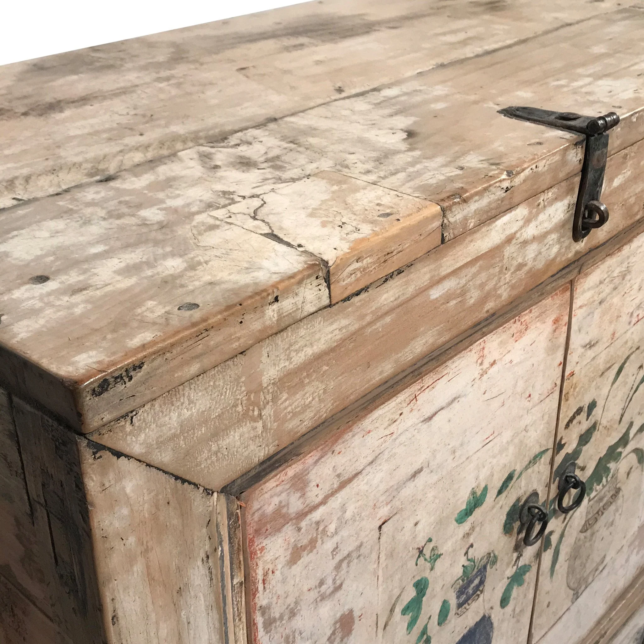 4 Door Pale Painted Mongolian Sideboard - 19thC - Image 9