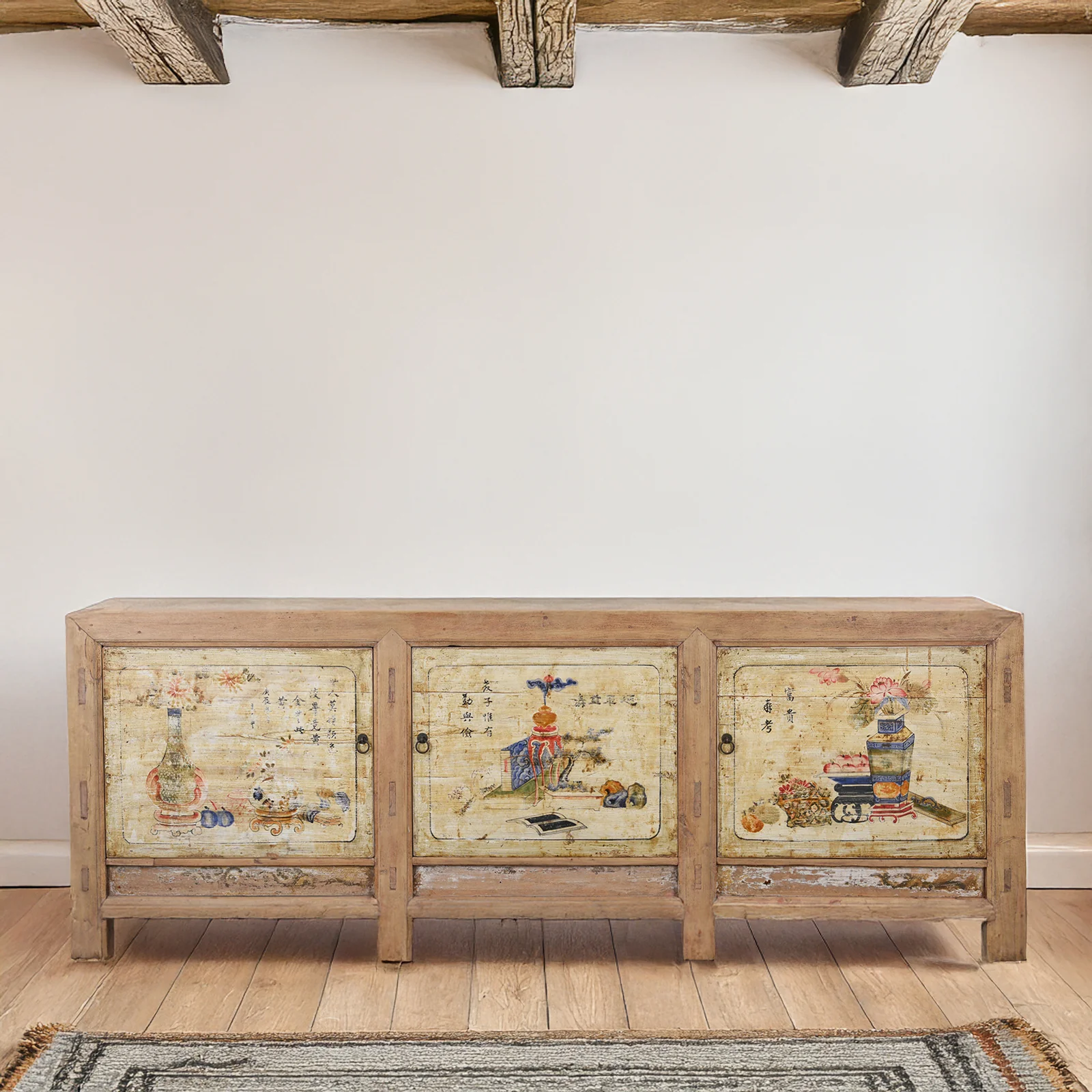 Pale Painted Sideboard From Shanxi - 19th Century - Image 13