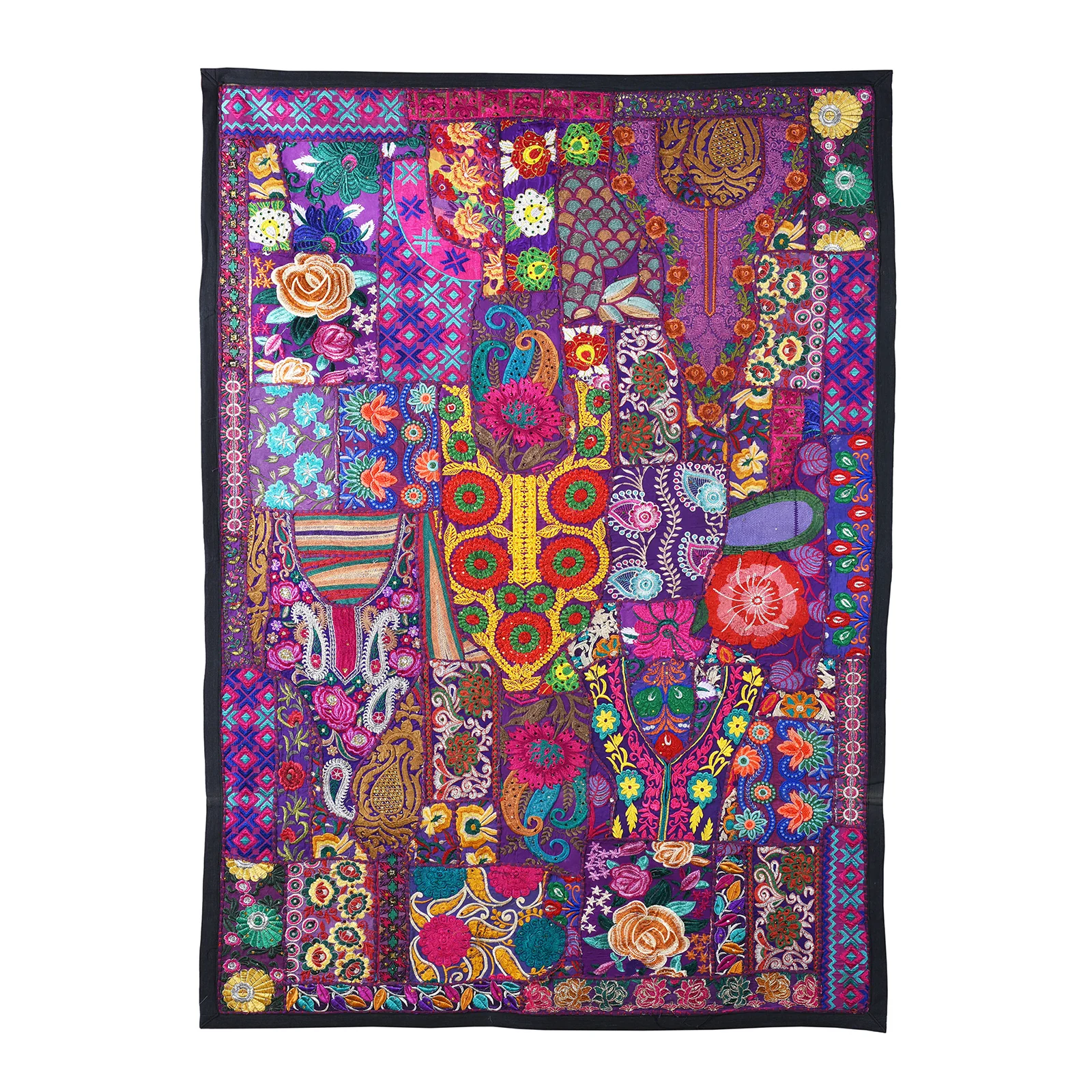 Vintage Patchwork Sari Wall Hanging - Image 2