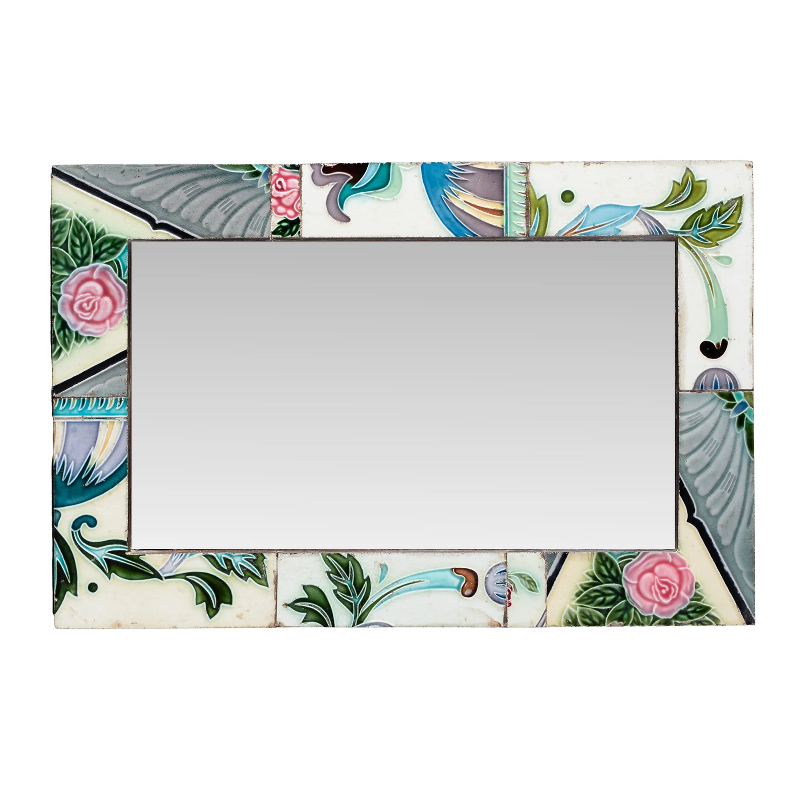 Art Deco Mirror Made From Old Peranakan Ceramic Tiles - Image 2