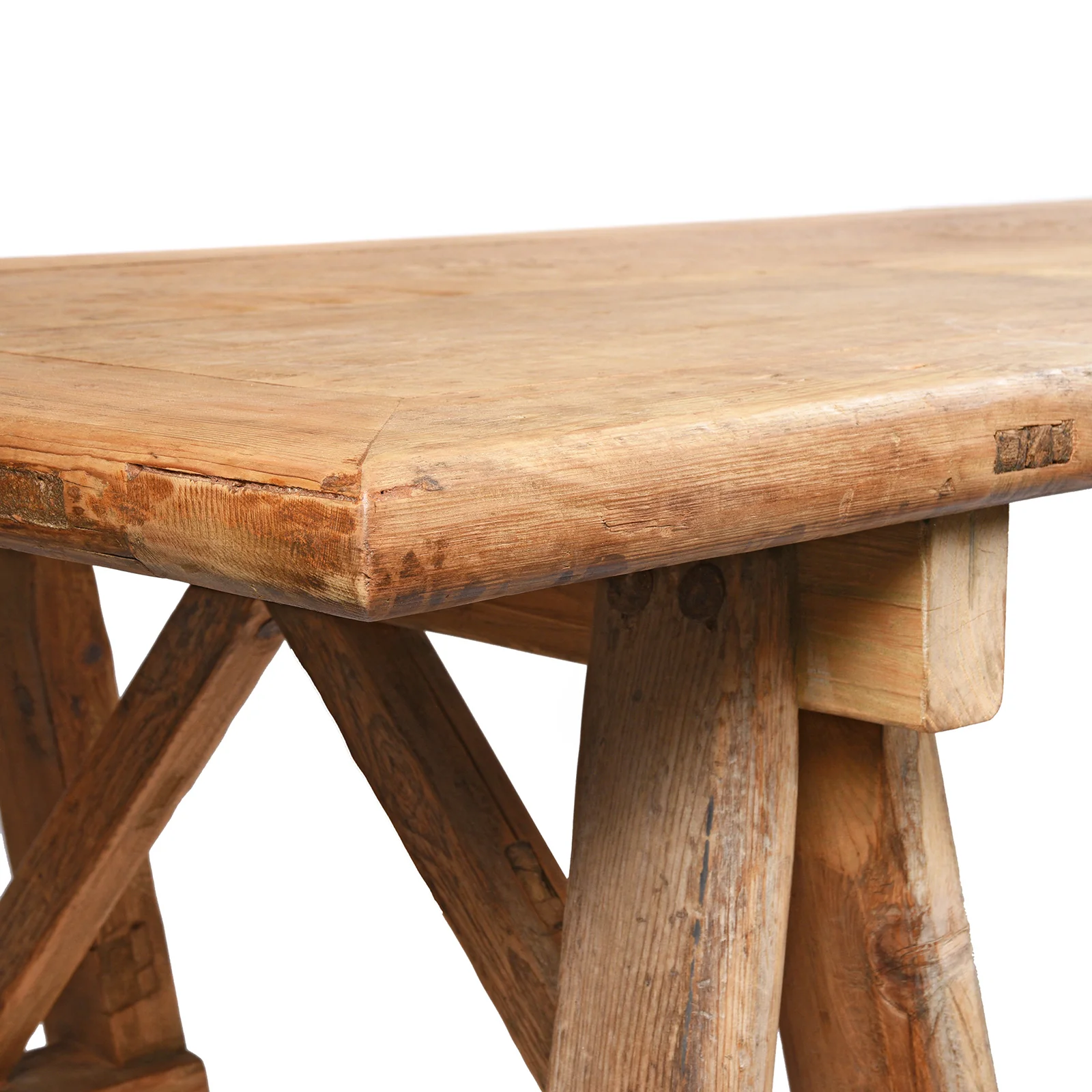 Trestle Dining Table Made From Old Pine - Image 3