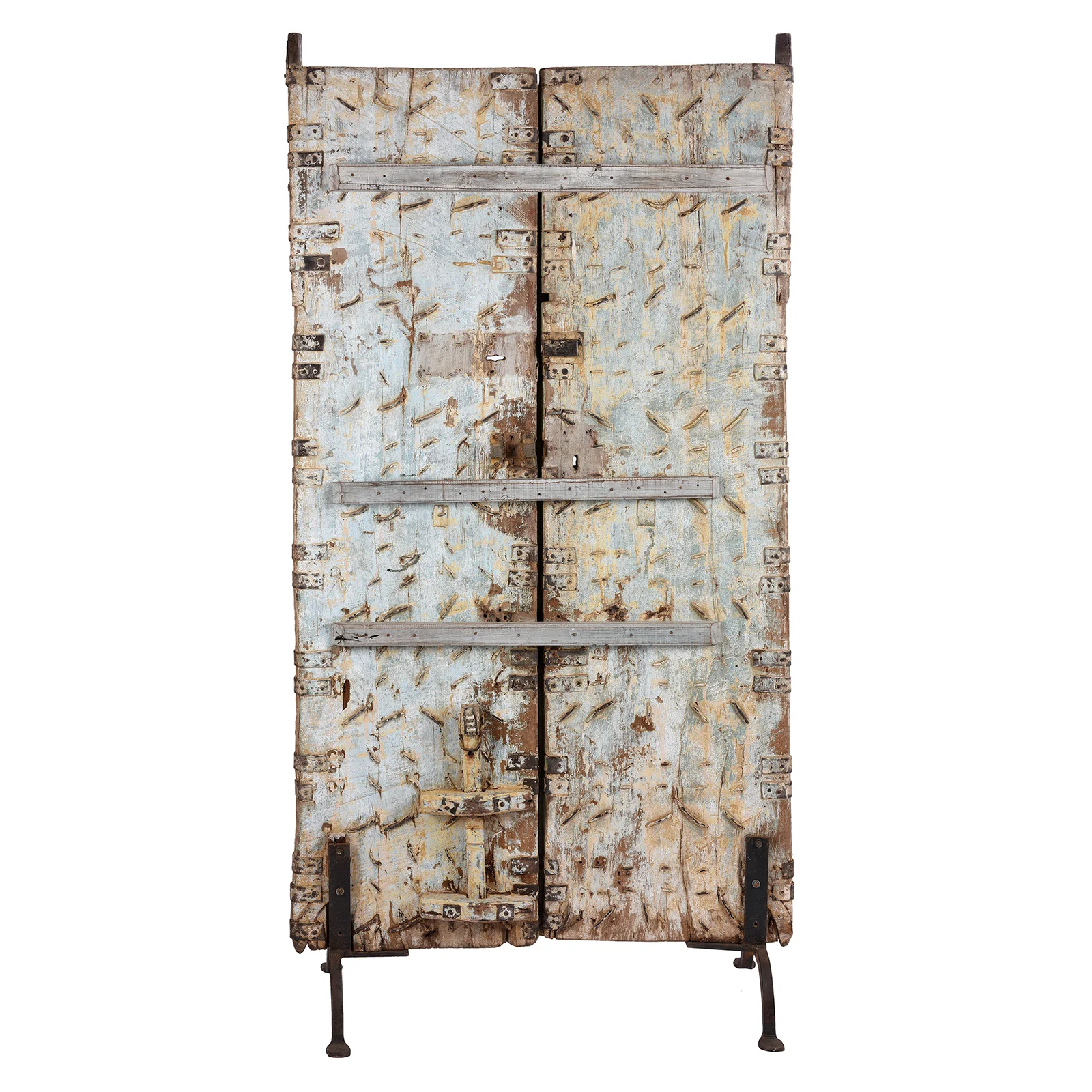 Pink Painted Teak Door From Gujarat - 18th Century - Image 10