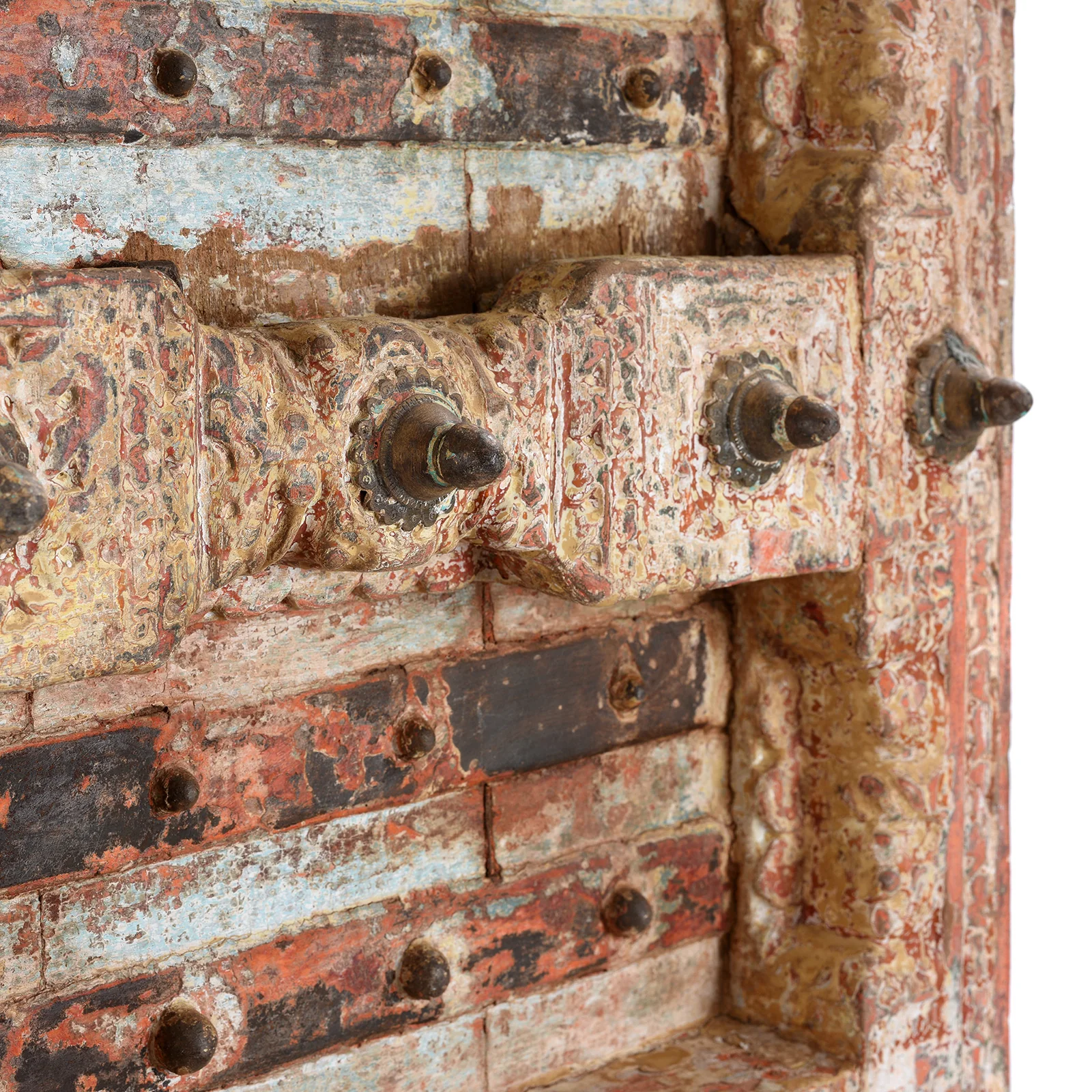 Pink Painted Teak Door From Gujarat - 18th Century - Image 6