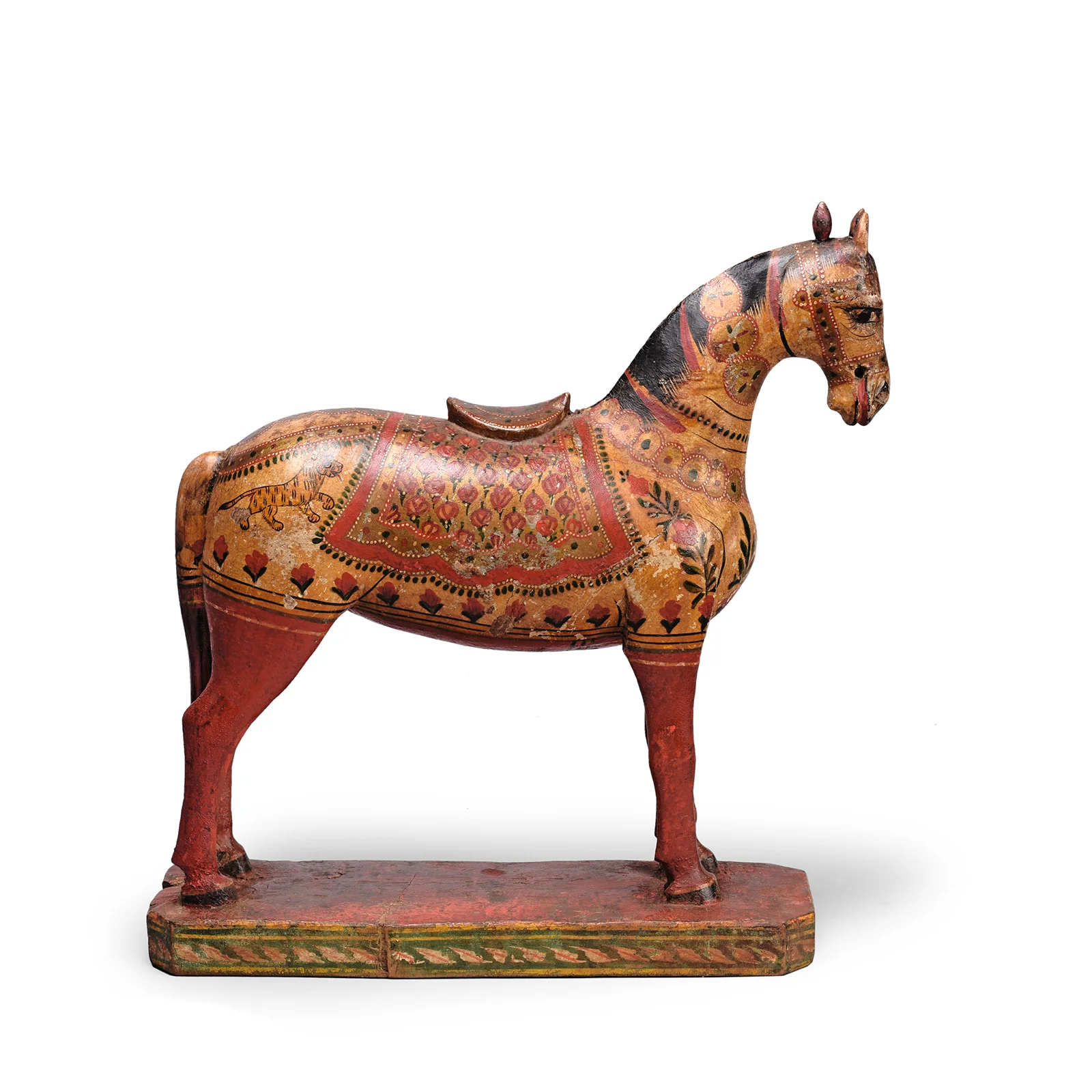 Polychrome Indian Horse Figure From Surat - 19th Century