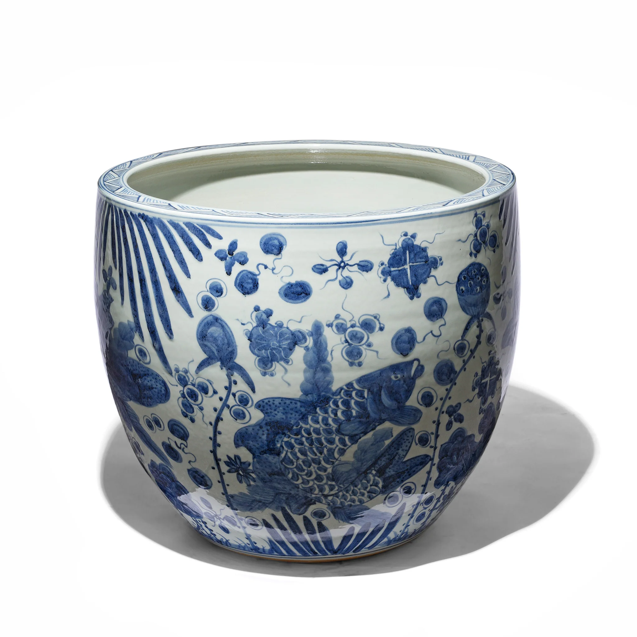 Blue & White Porcelain Fish Bowl Planter - Image 3