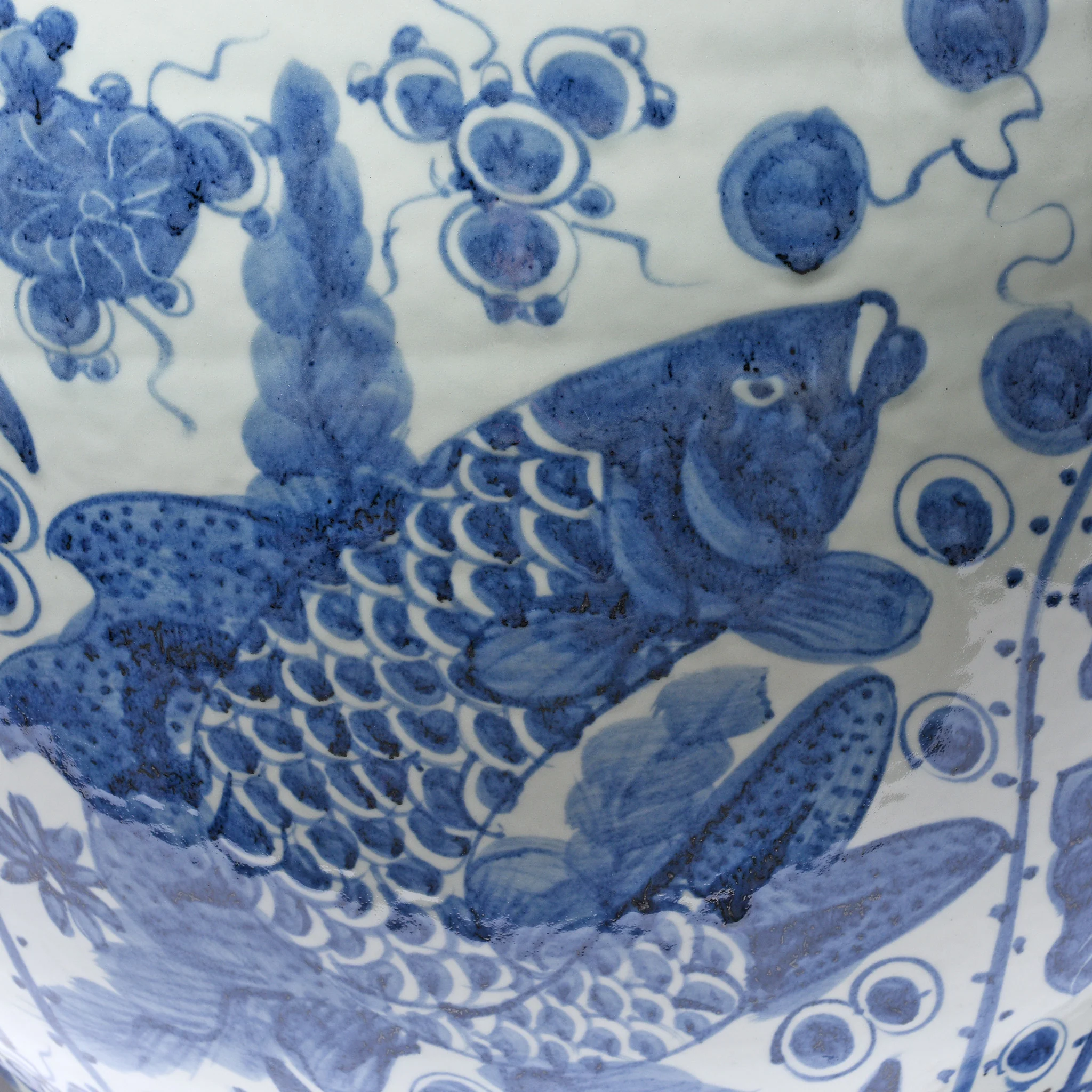 Blue & White Porcelain Fish Bowl Planter - Image 4