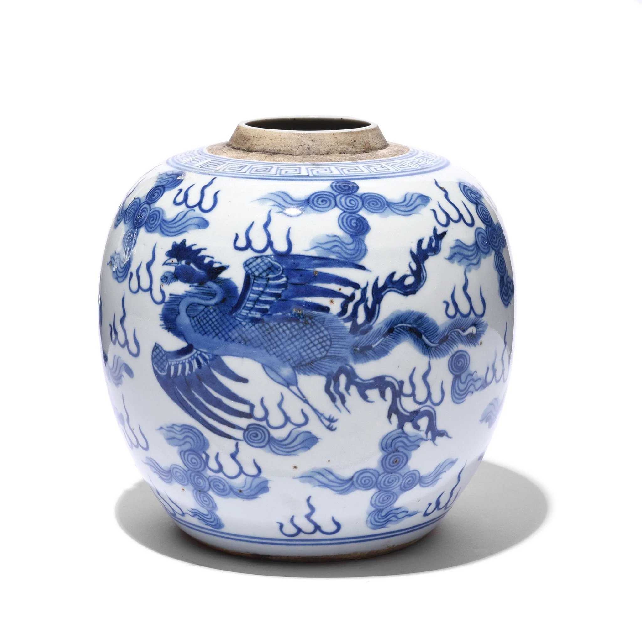 Blue & White Porcelain Ginger Jar  - Phoenix & Dragon Design - Image 3