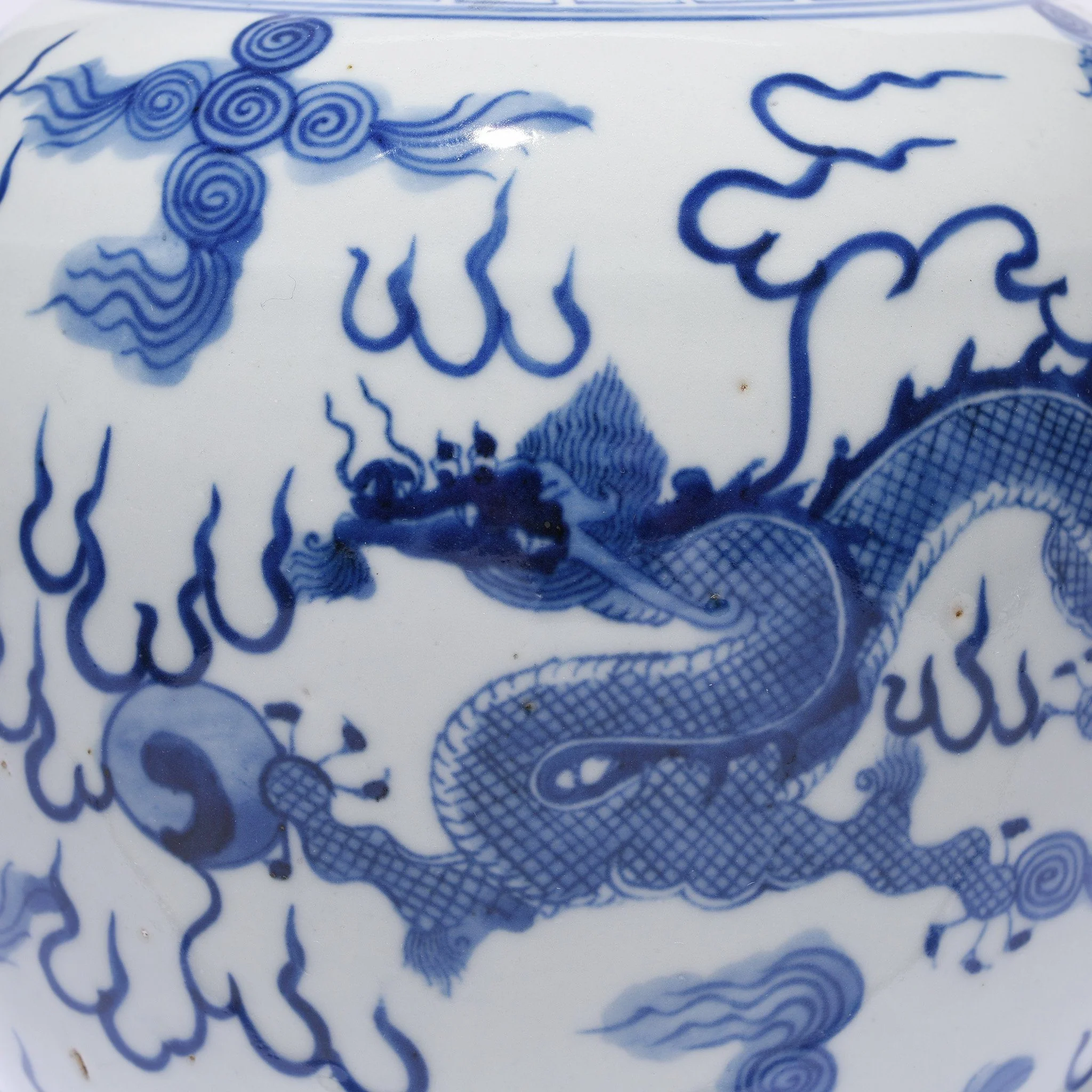 Blue & White Porcelain Ginger Jar  - Phoenix & Dragon Design - Image 5