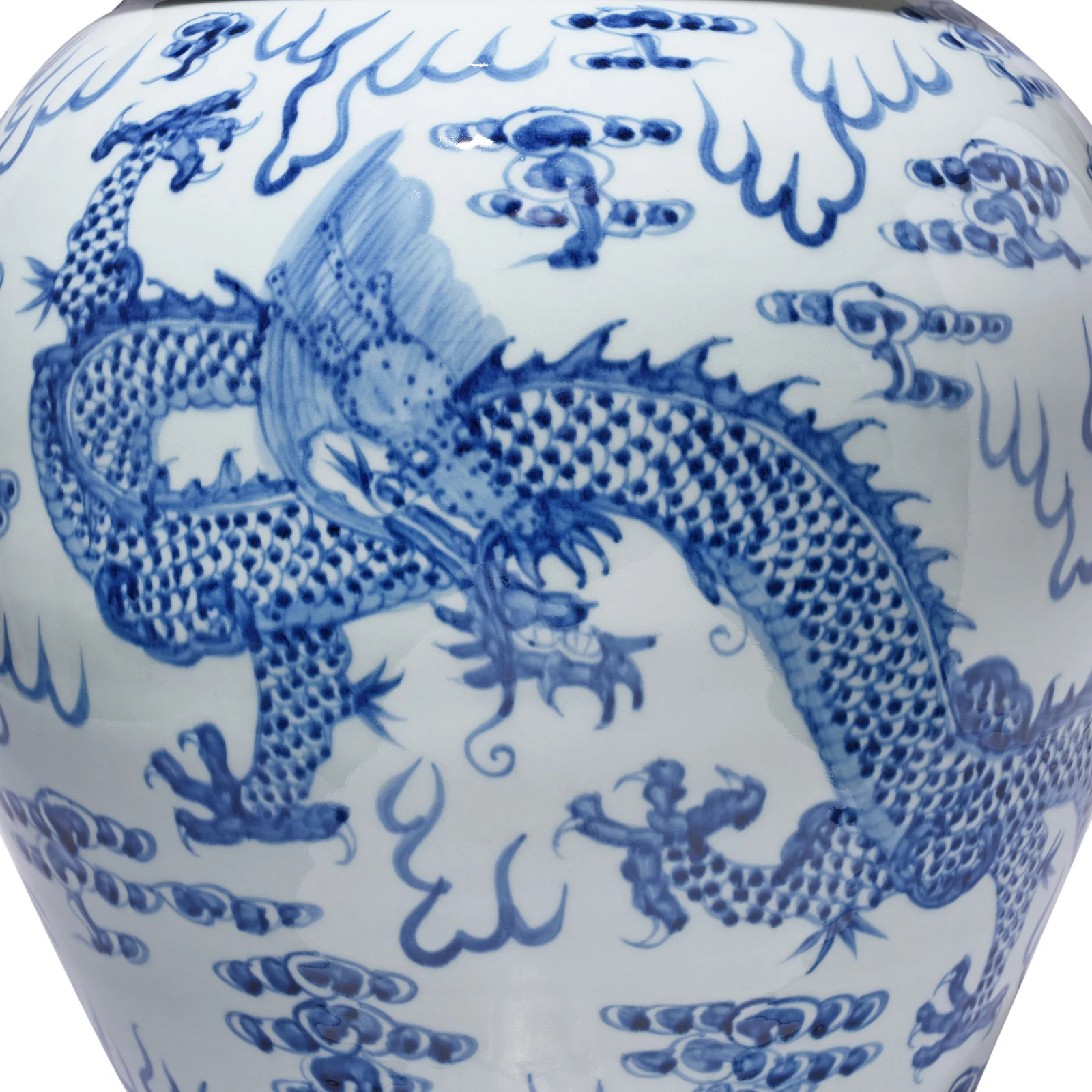 Blue & White Dragon Temple Jar - Image 12