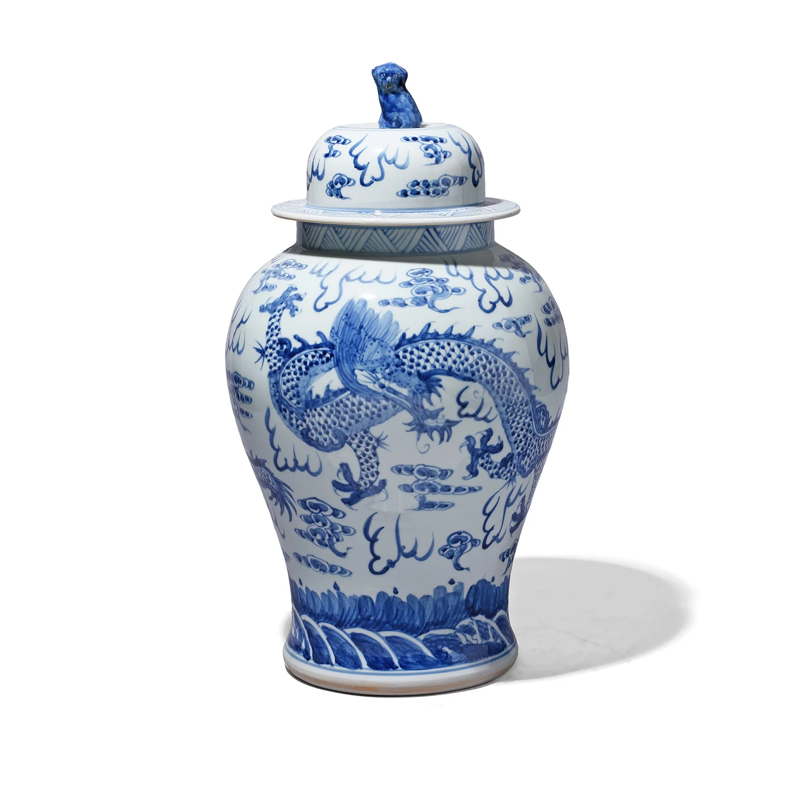Blue & White Dragon Temple Jar - Image 2