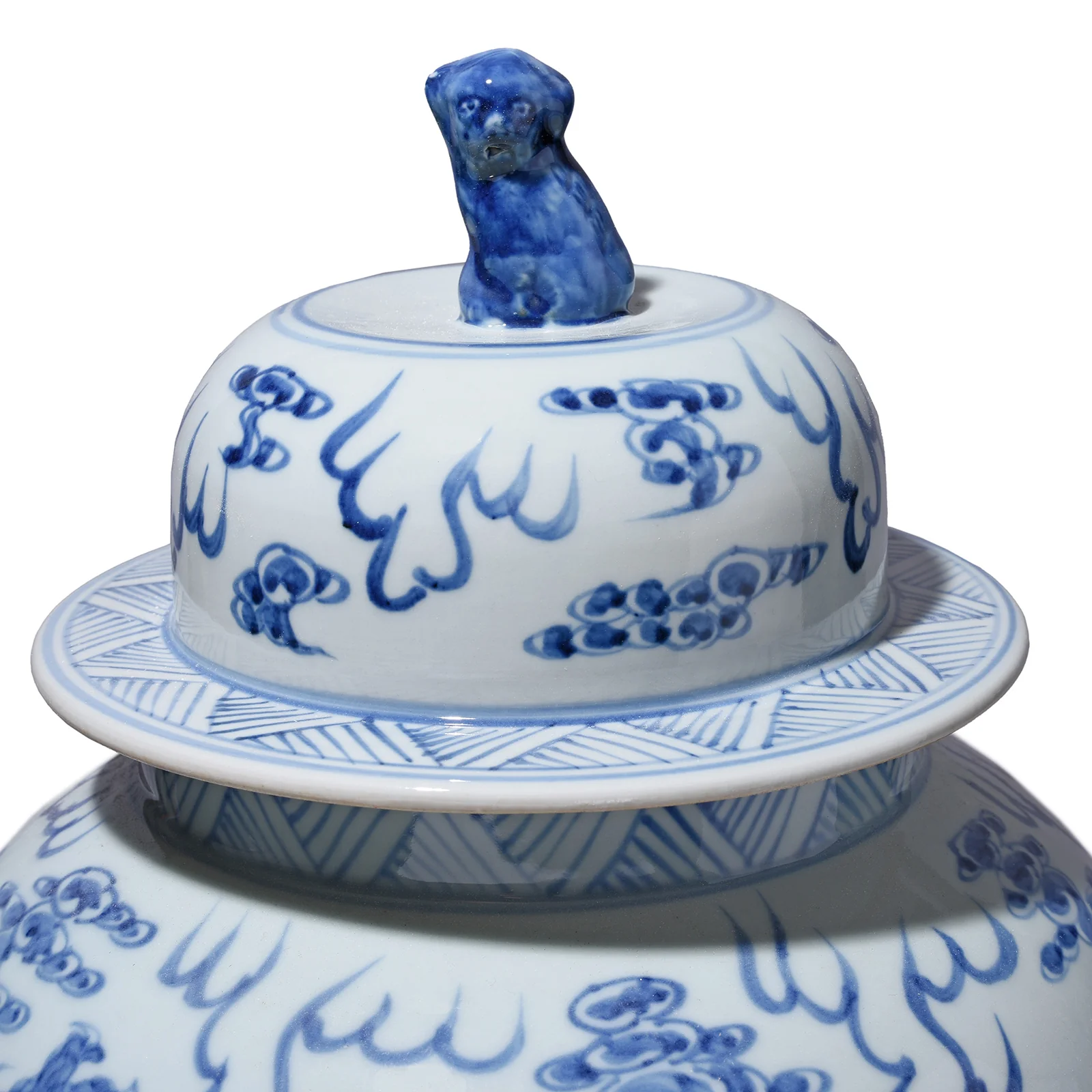 Blue & White Dragon Temple Jar - Image 4