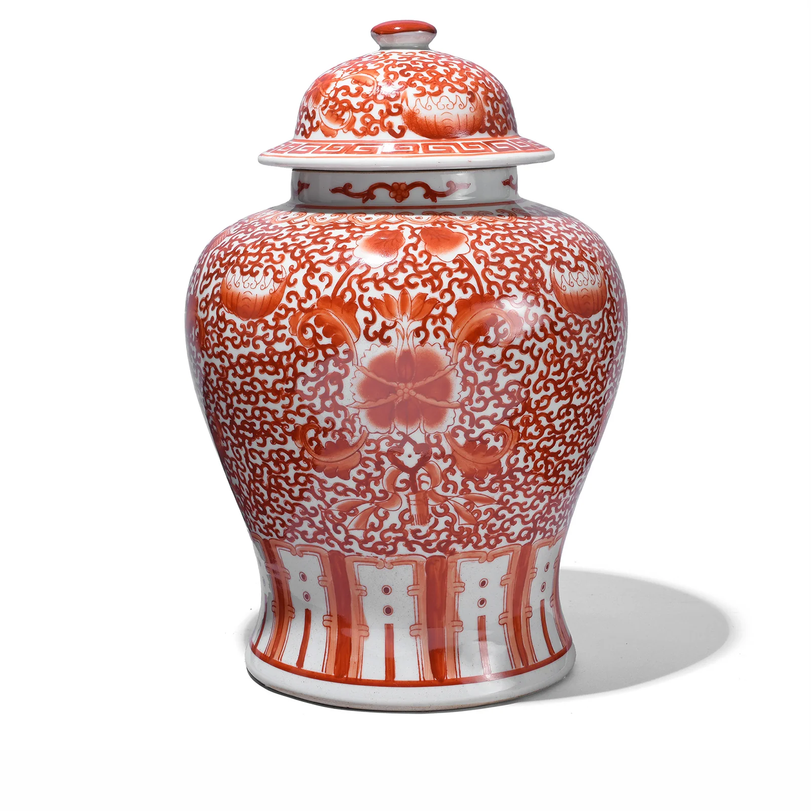 Porcelain Temple Jar -  Kangxi Orange Design