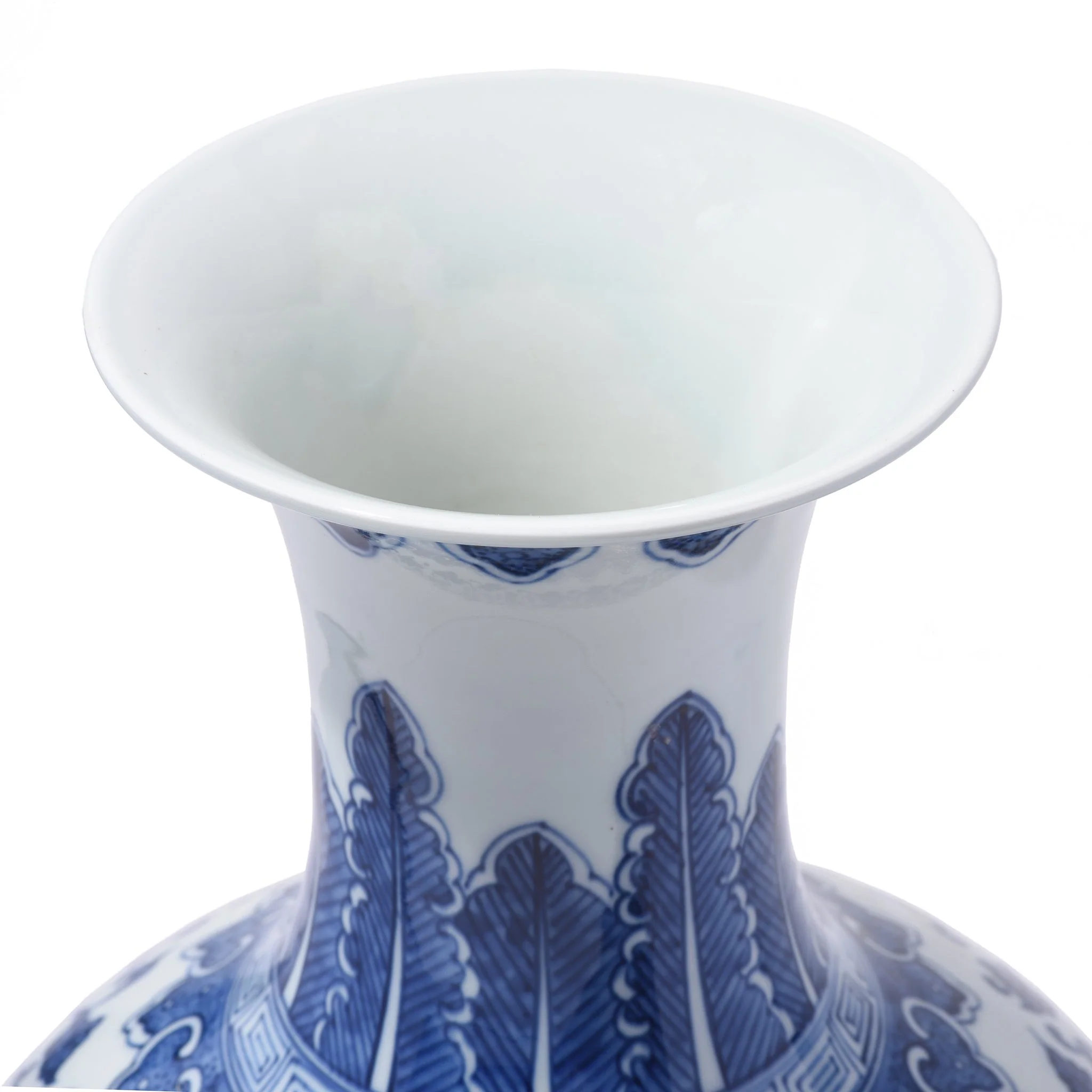 Blue & White Porcelain Trumpet Vase With Floral Design - Image 2