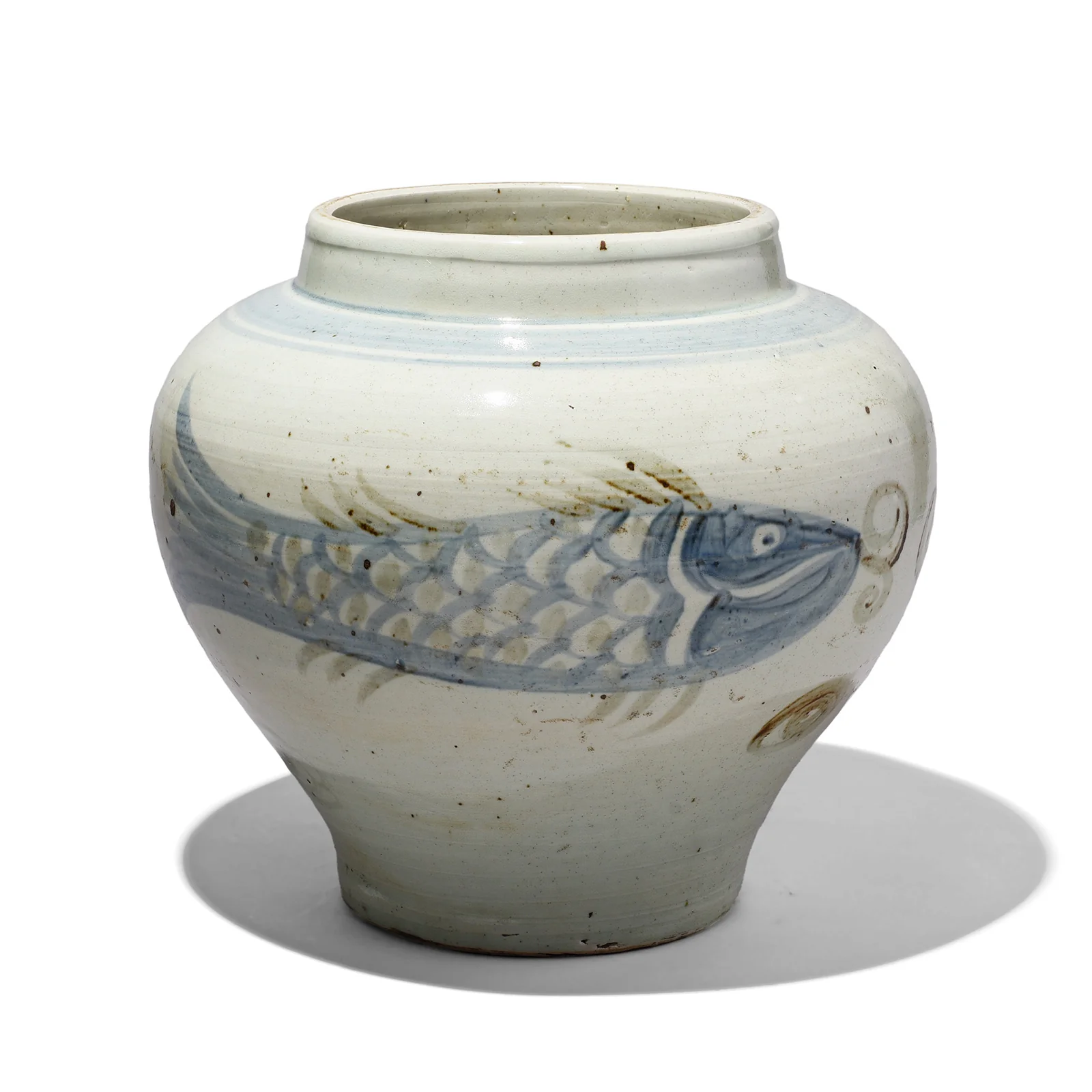 Blue & White Porcelain Fish Design Jardinière