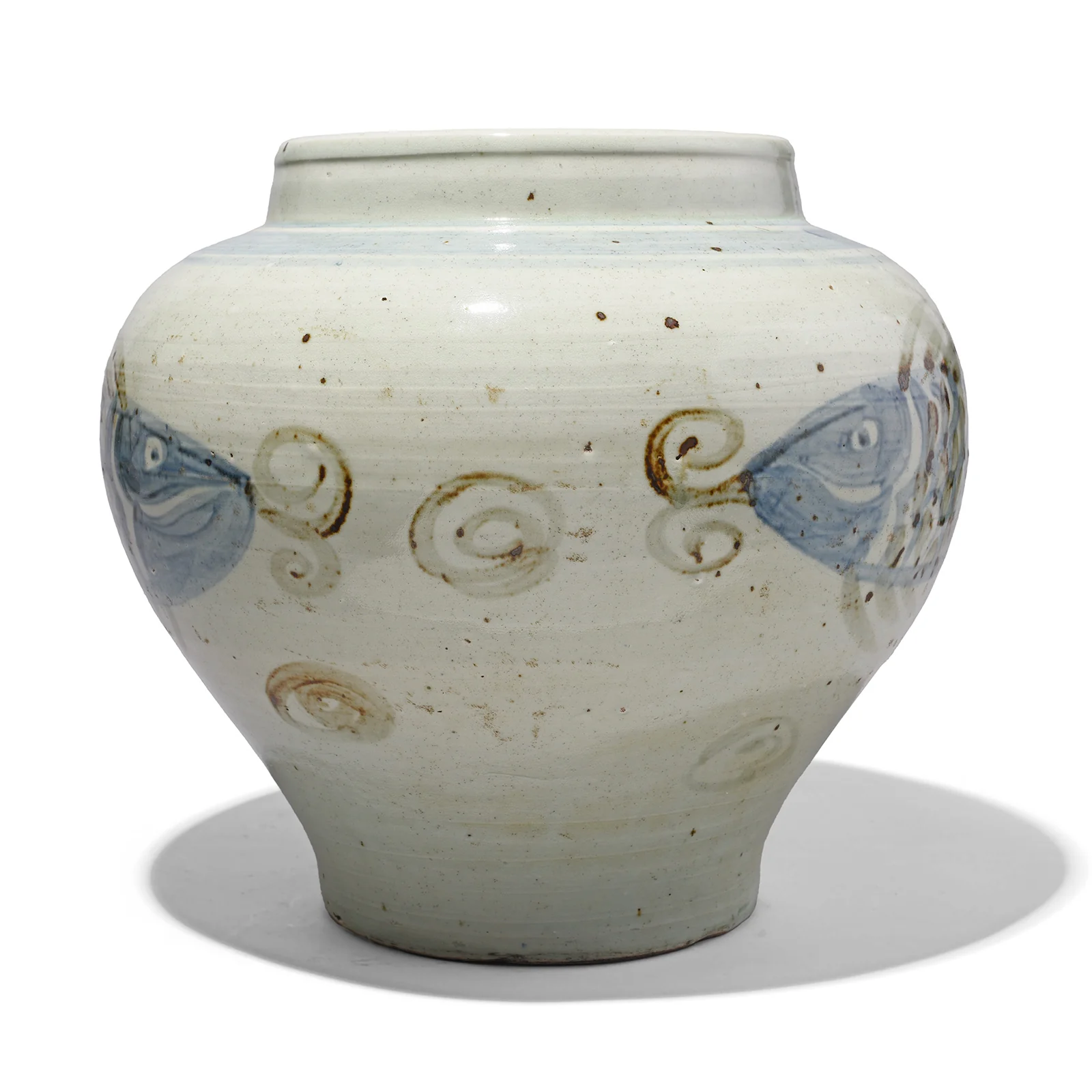 Blue & White Porcelain Fish Design Jardinière - Image 3