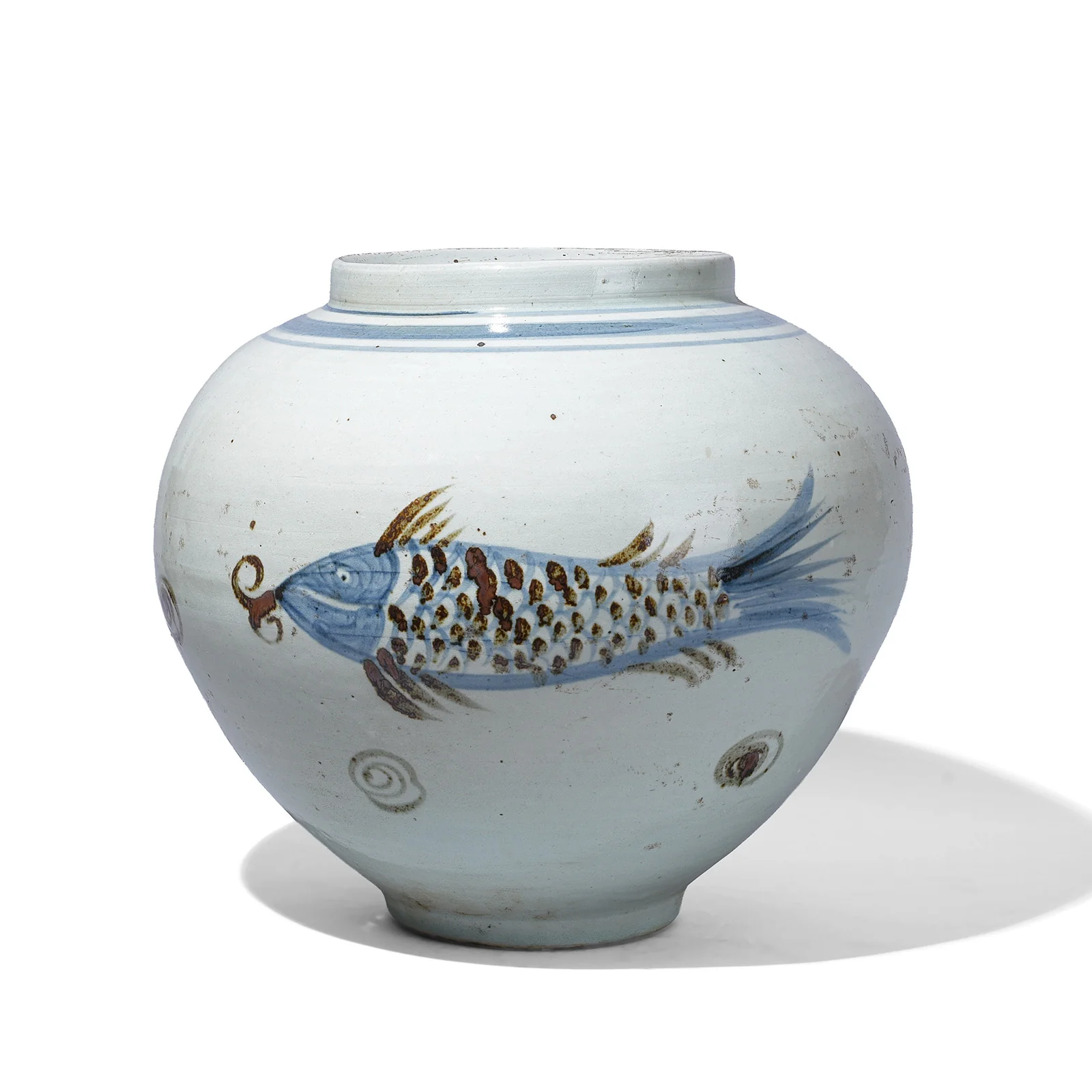 Provincial Style Blue & White Porcelain Jar - Fish - Image 4