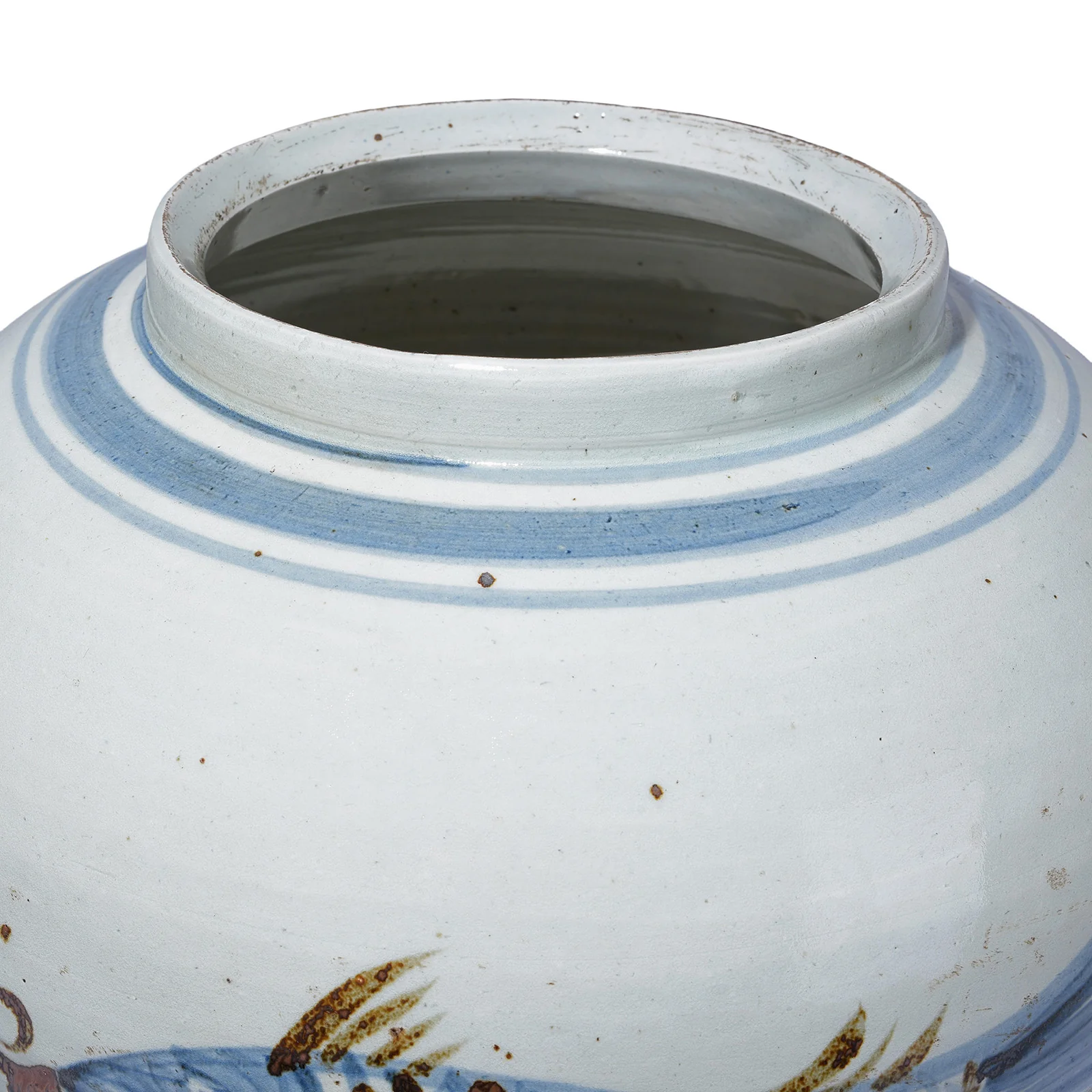 Provincial Style Blue & White Porcelain Jar - Fish - Image 5