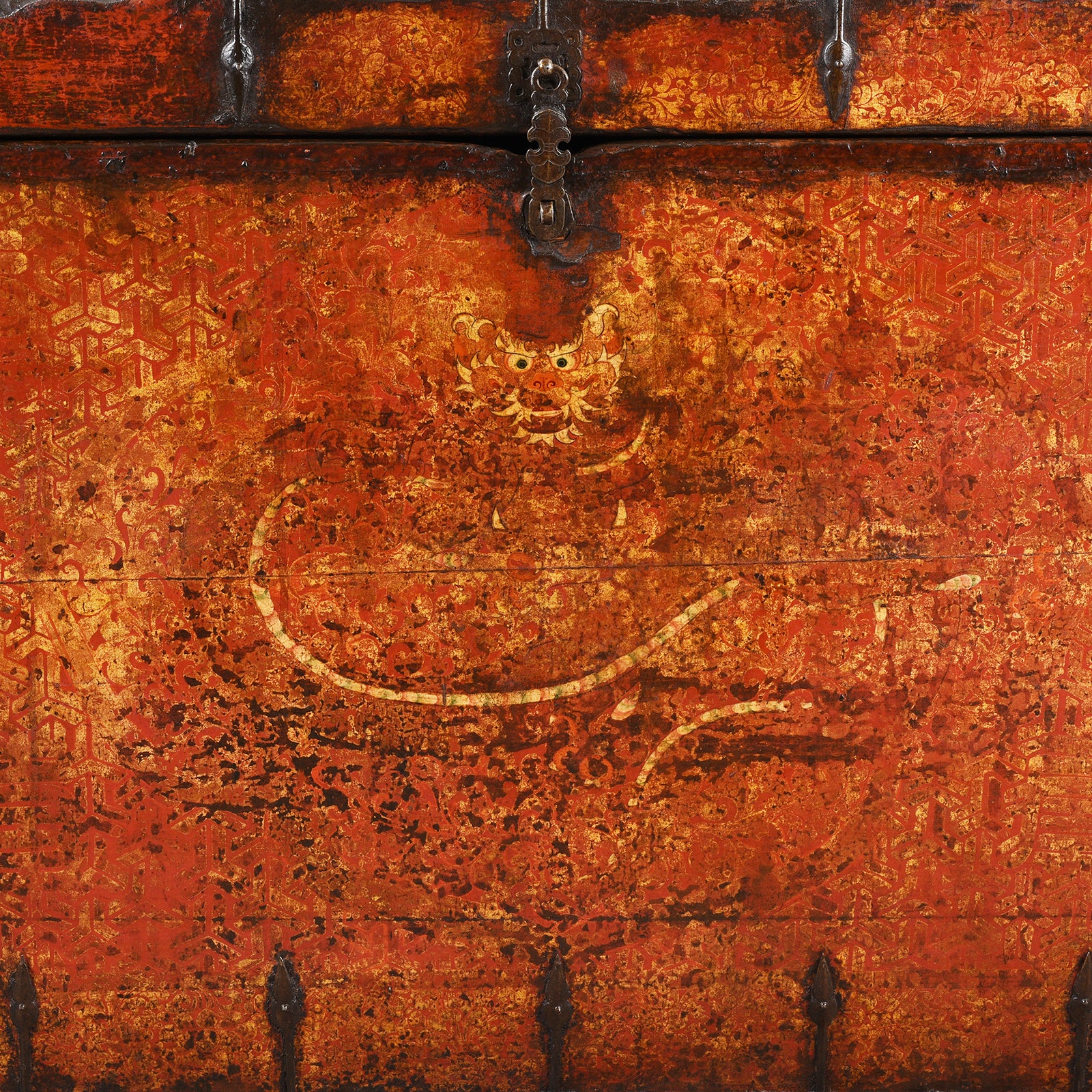 Painted Tibetan Dragon Storage Chest - 18th Century - Image 3