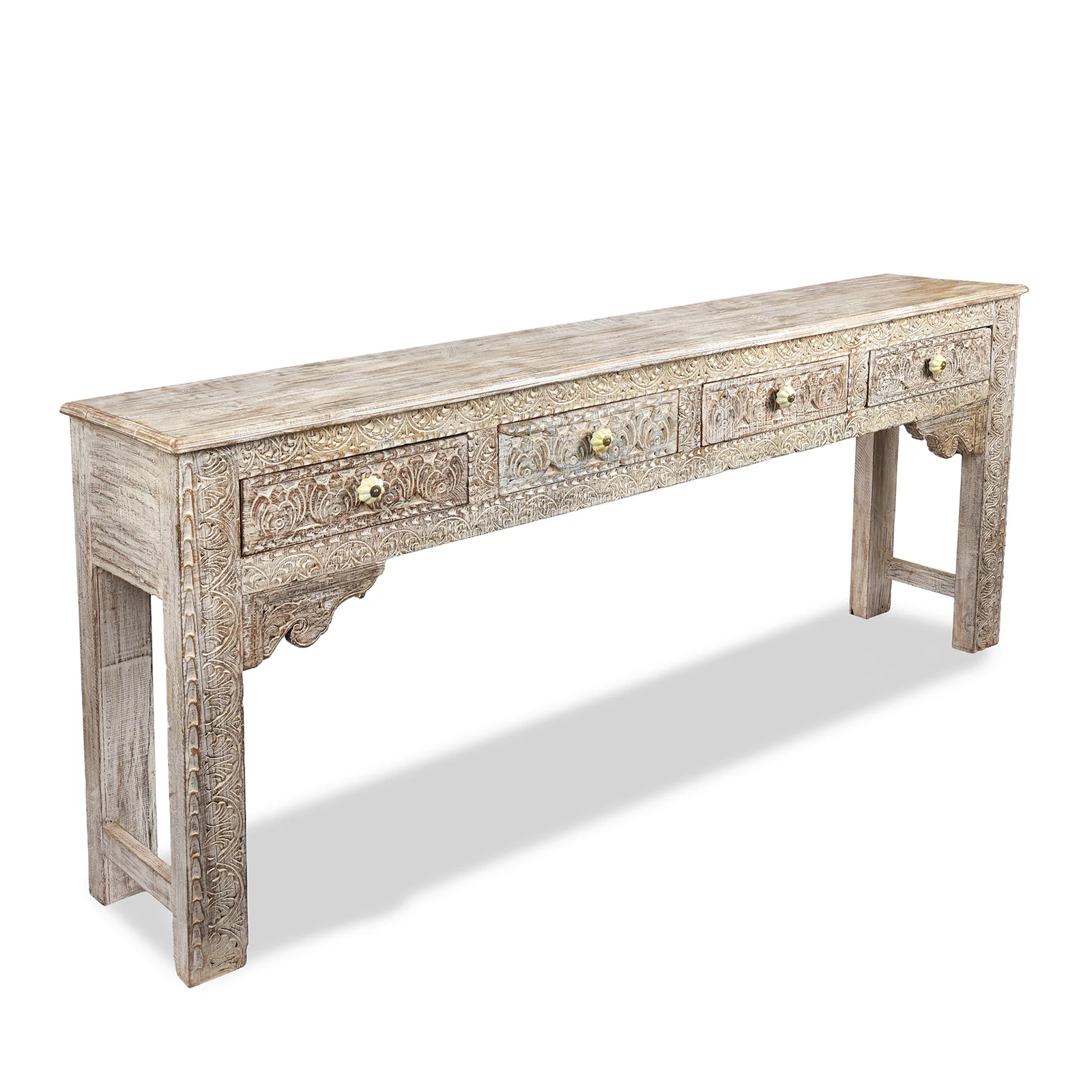 Reclaimed Teak Console Table With Drawers - Image 3
