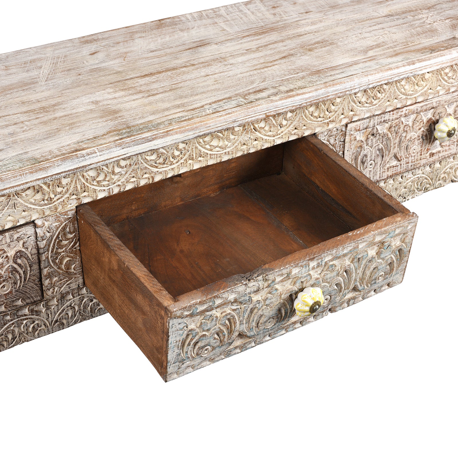 Reclaimed Teak Console Table With Drawers - Image 4