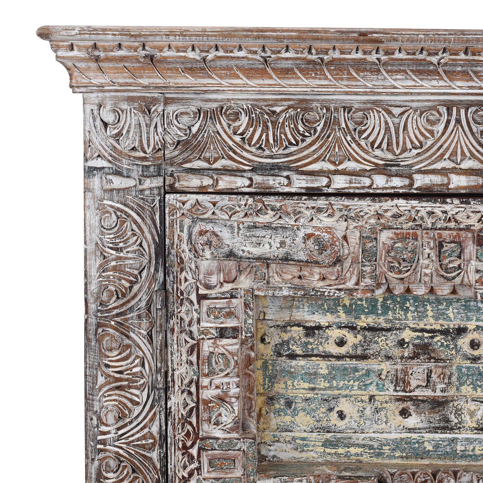 Reclaimed 2 Door Teak Sideboard With Original Paint - Image 2