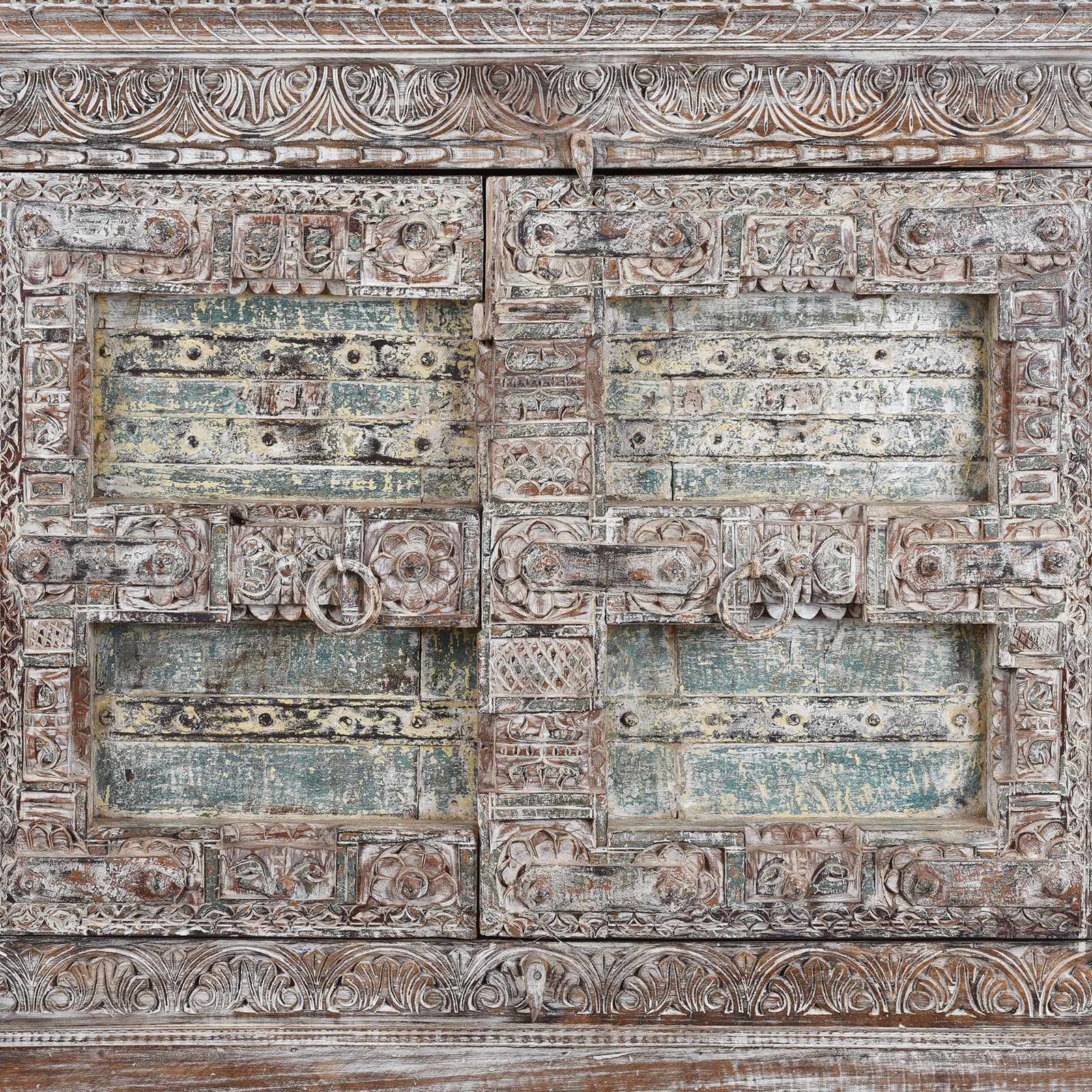 Reclaimed 2 Door Teak Sideboard With Original Paint - Image 7