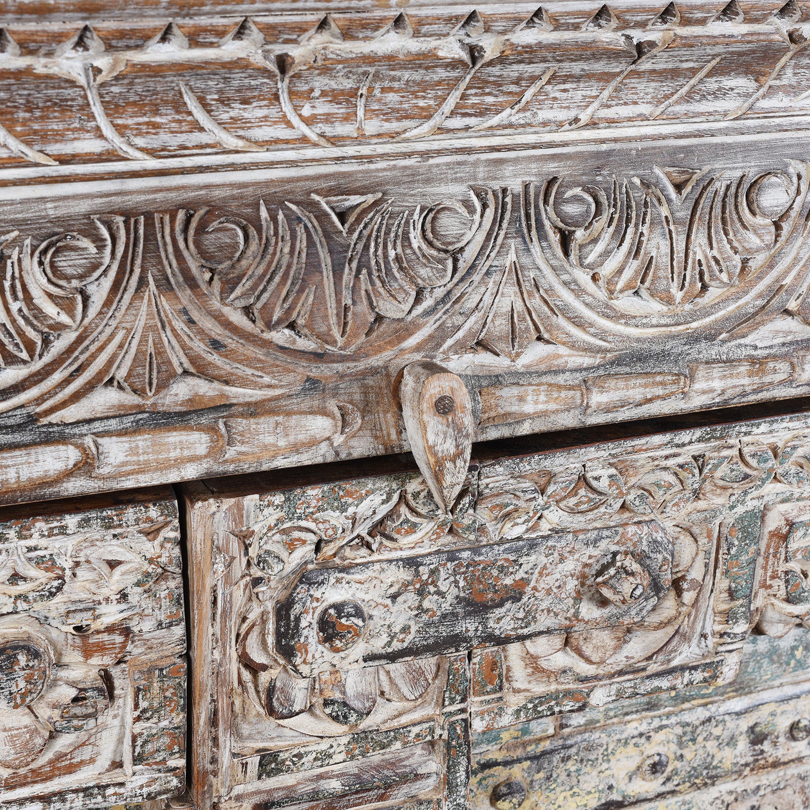 Reclaimed 2 Door Teak Sideboard With Original Paint - Image 8