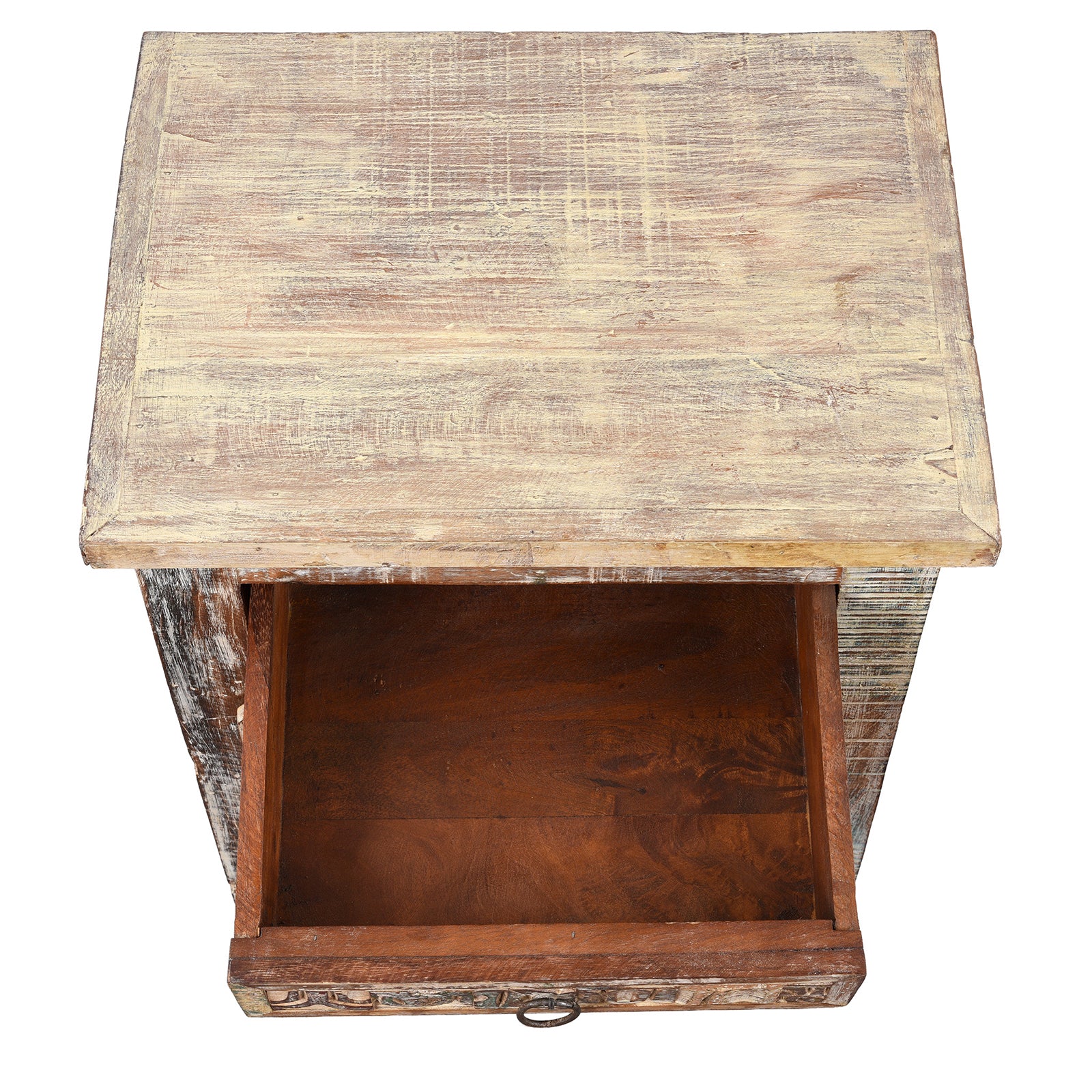 Reclaimed Teak Bedside Cabinet With Drawer - Image 5