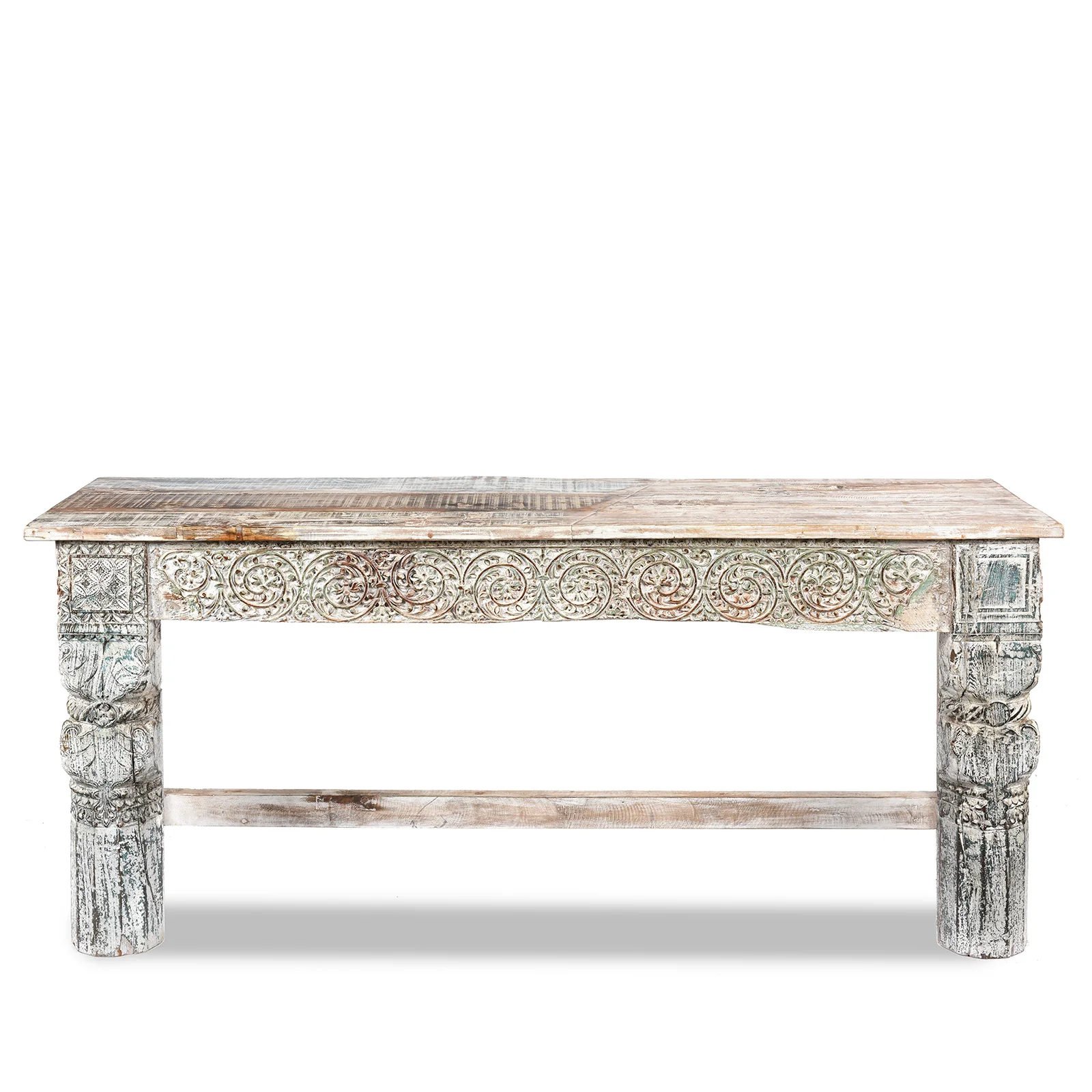 White Painted Reclaimed Teak Console Table