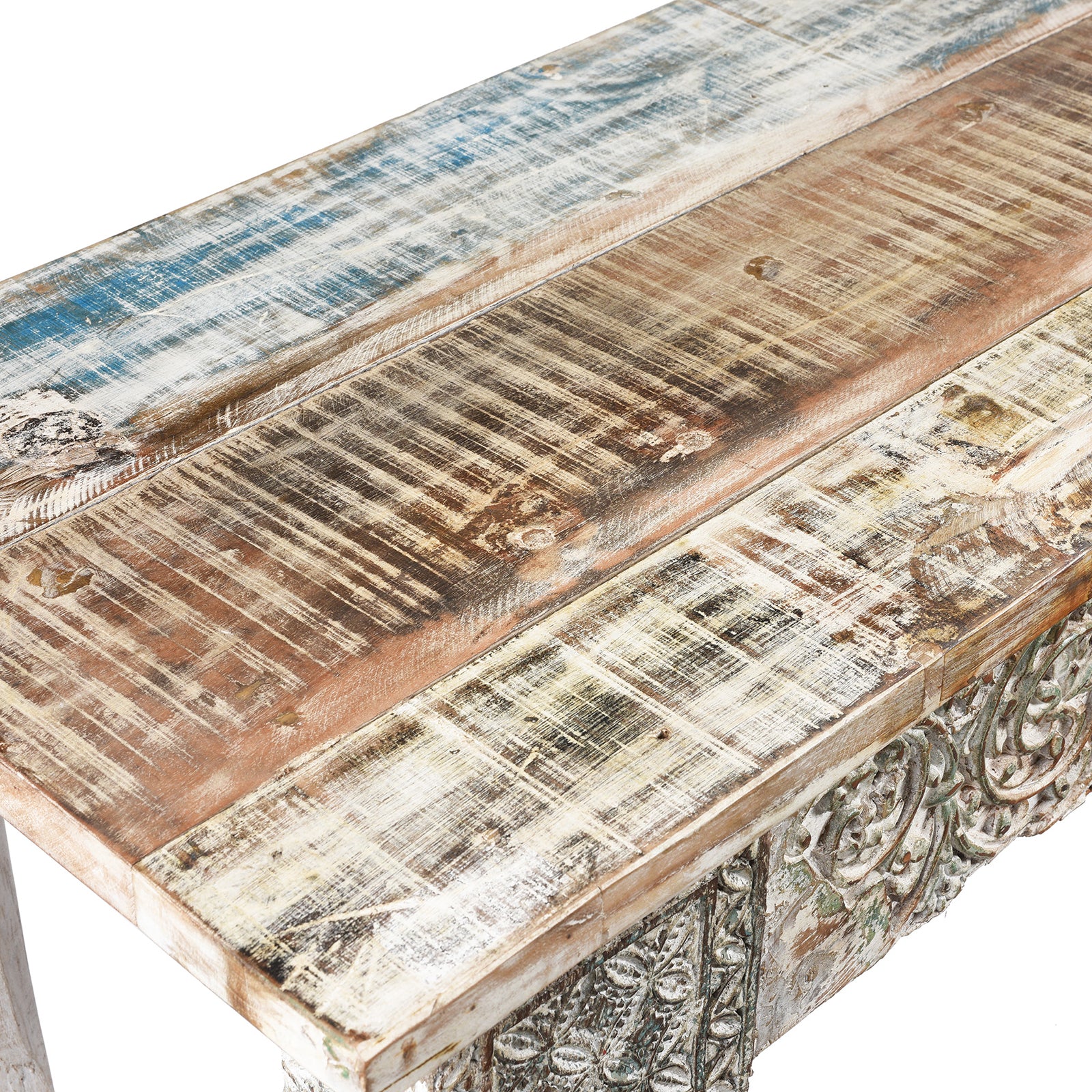 White Painted Reclaimed Teak Console Table - Image 7