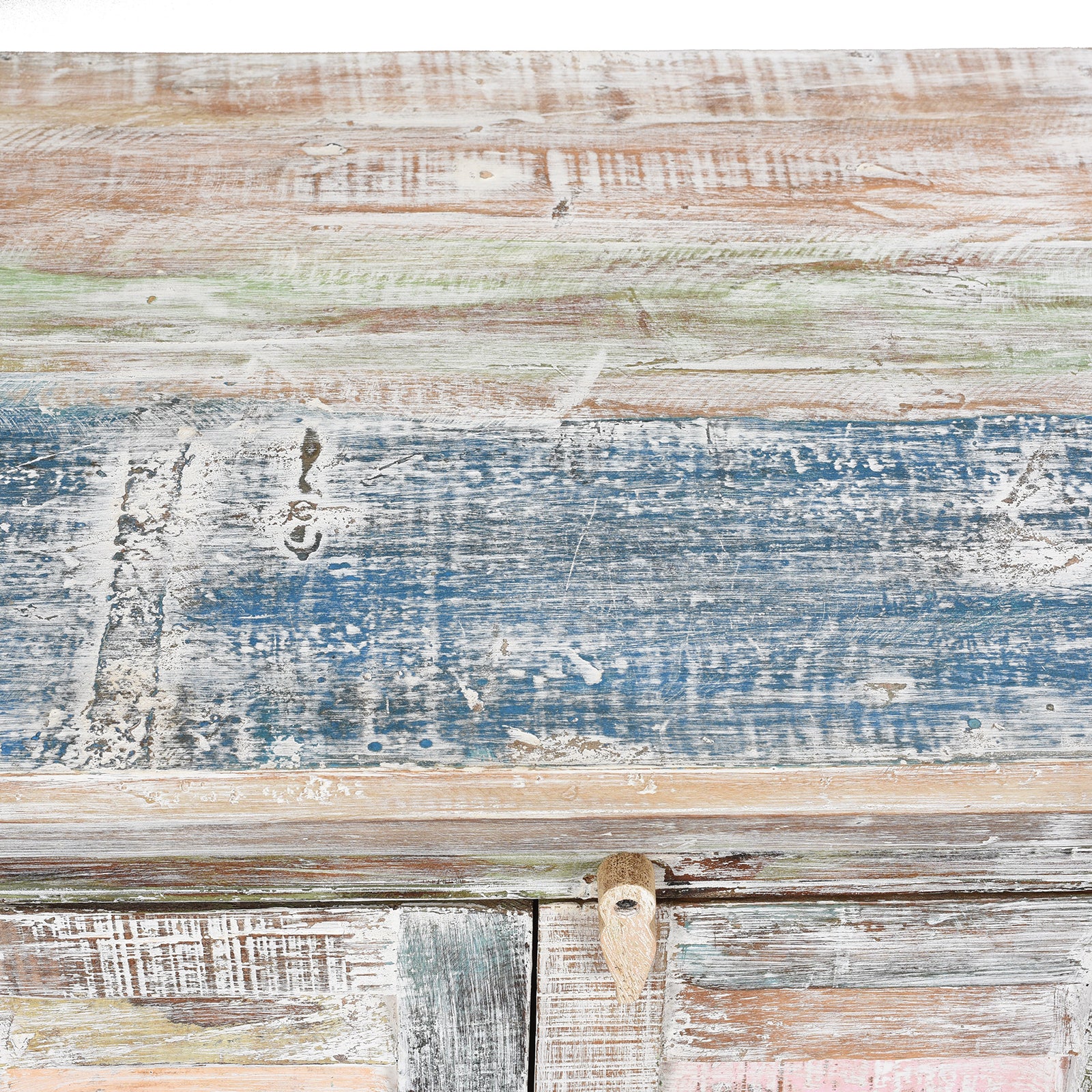 Reclaimed Teak Painted 6 Door Louvre Sideboard From India - Image 7