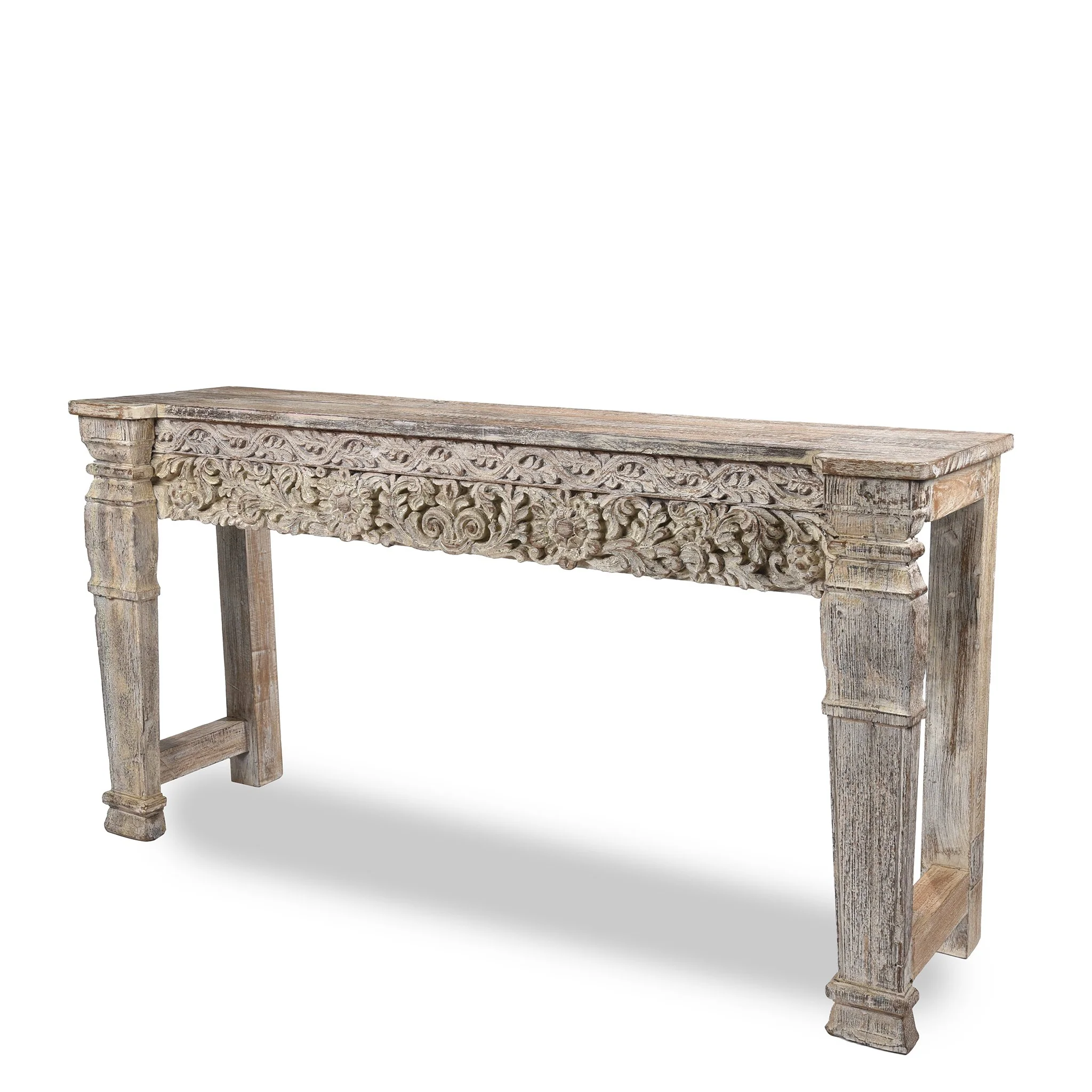 Carved Console Table Made From Reclaimed Teak - Image 3