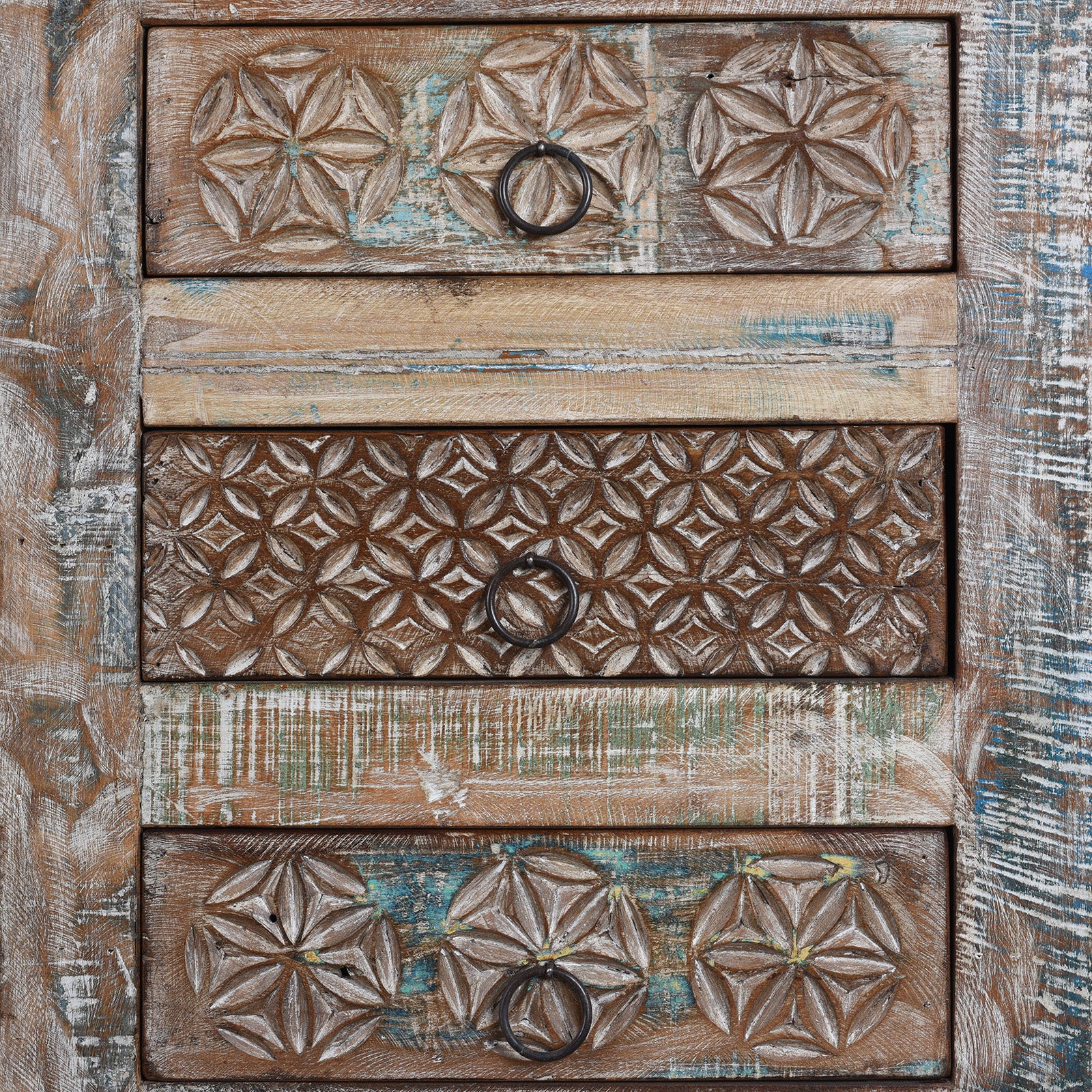 Reclaimed Teak Chest Of Drawers With Old Paint - Image 6