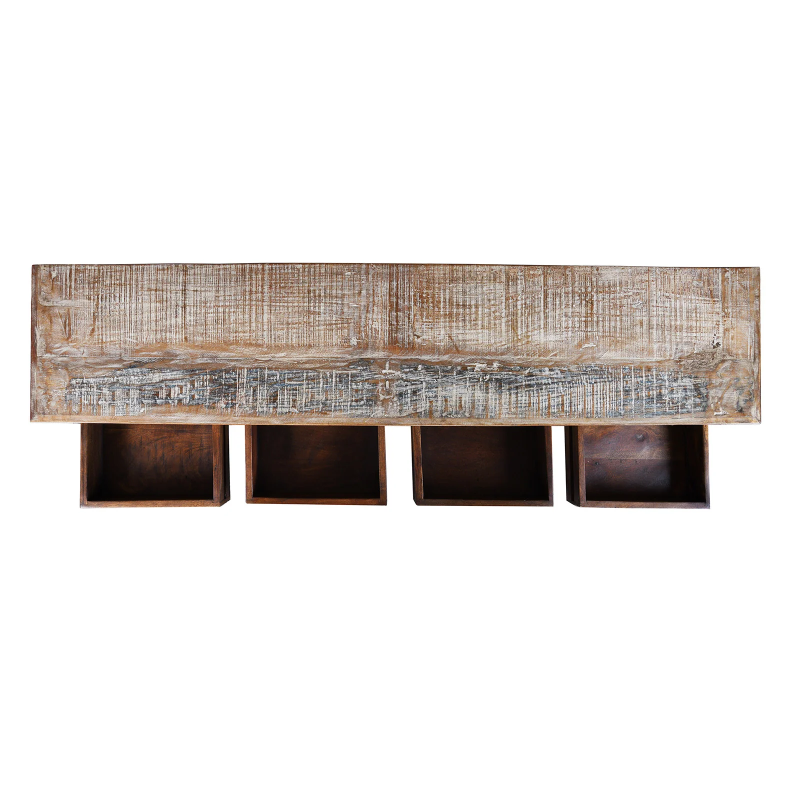 Reclaimed Teak Chest Of Drawers With Old Paint - Image 7