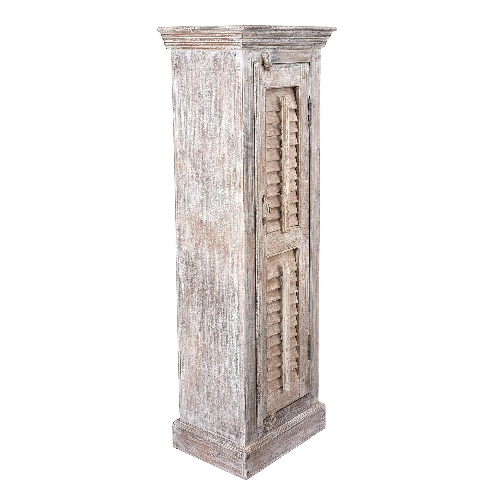 White Painted Louvre Cabinet - Image 4