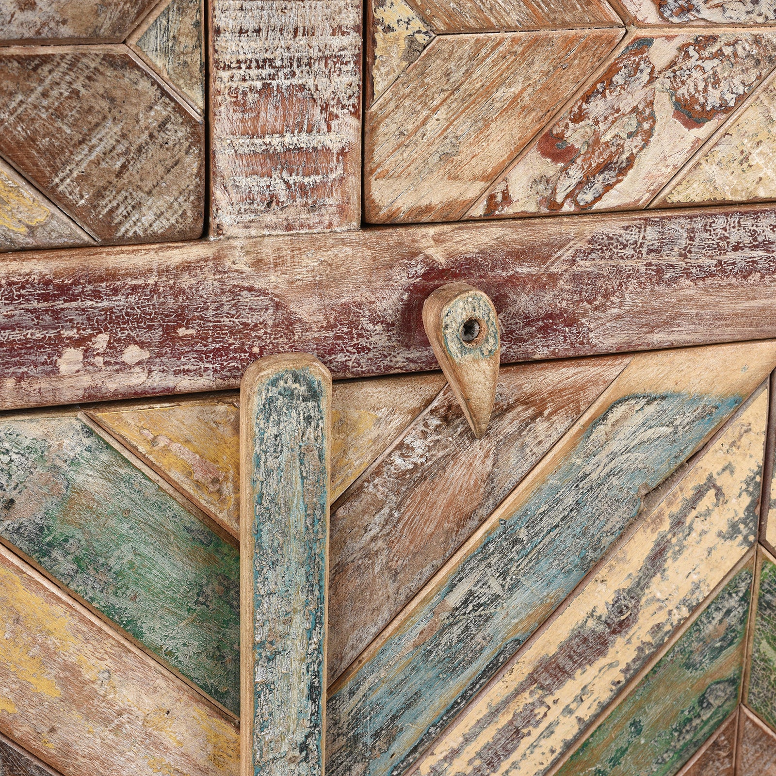 Reclaimed Teak Parquet Side Cabinet With Painted Finish - Image 5