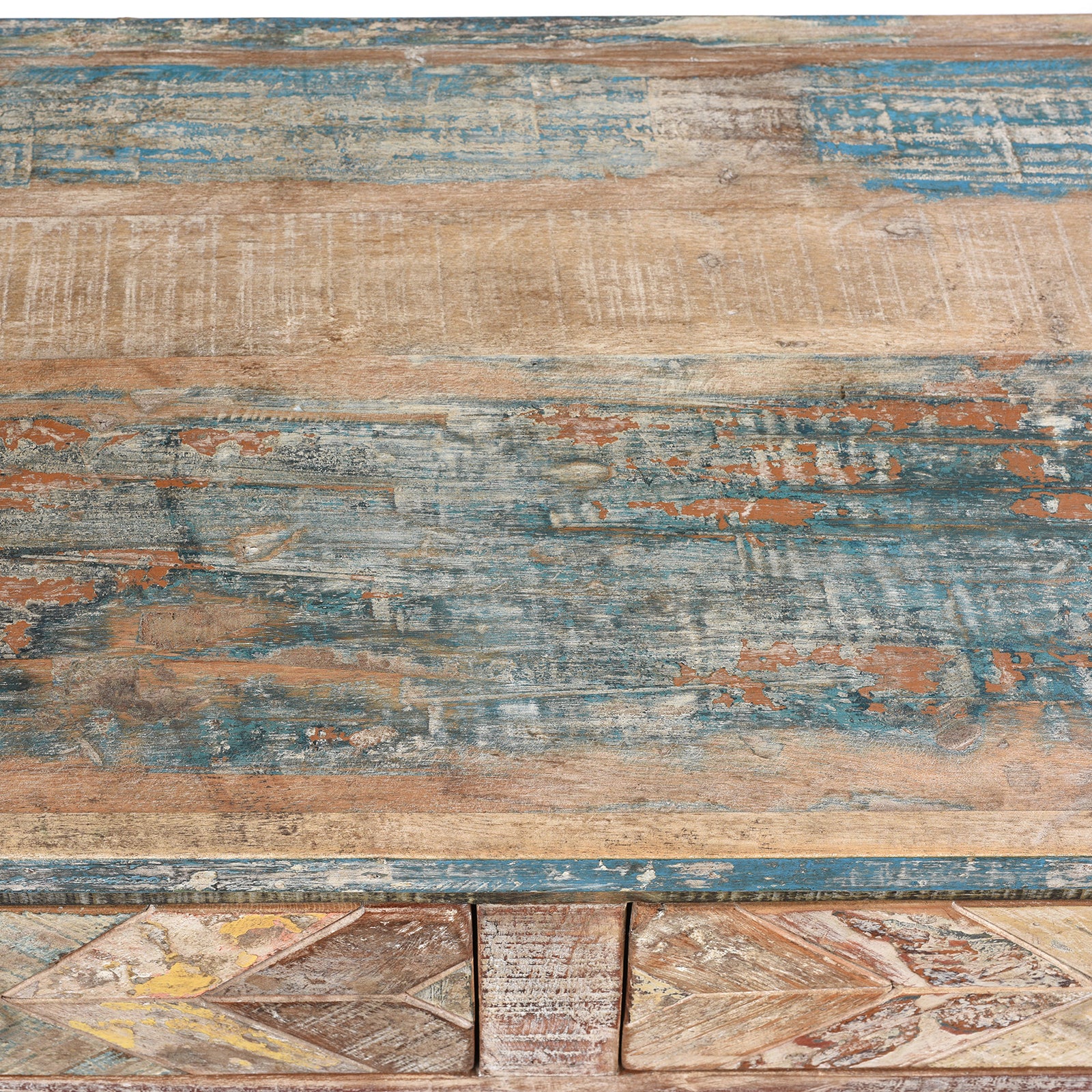 Reclaimed Teak Parquet Side Cabinet With Painted Finish - Image 8