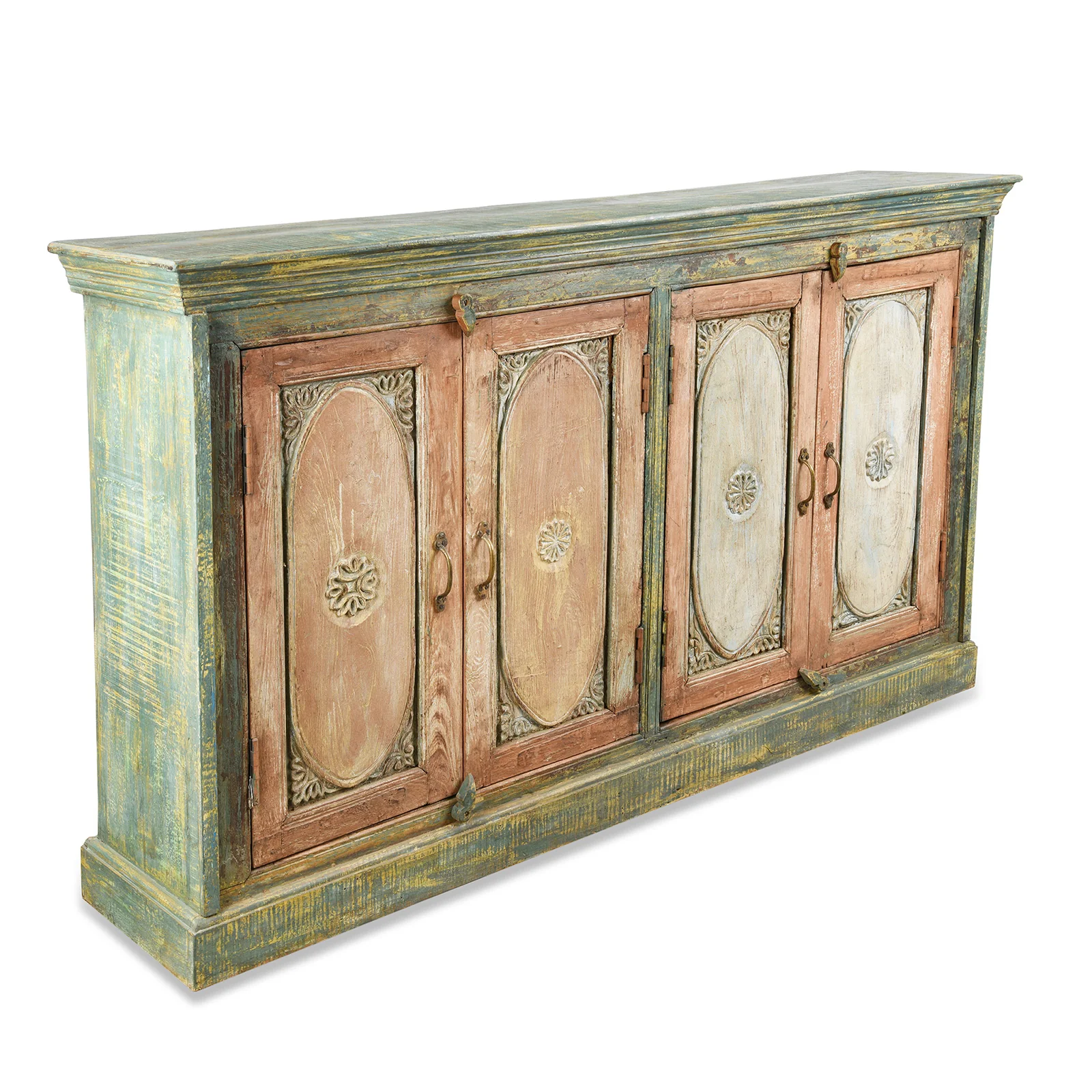 Pastel Painted  Sideboard Made From Reclaimed Teak - Image 4