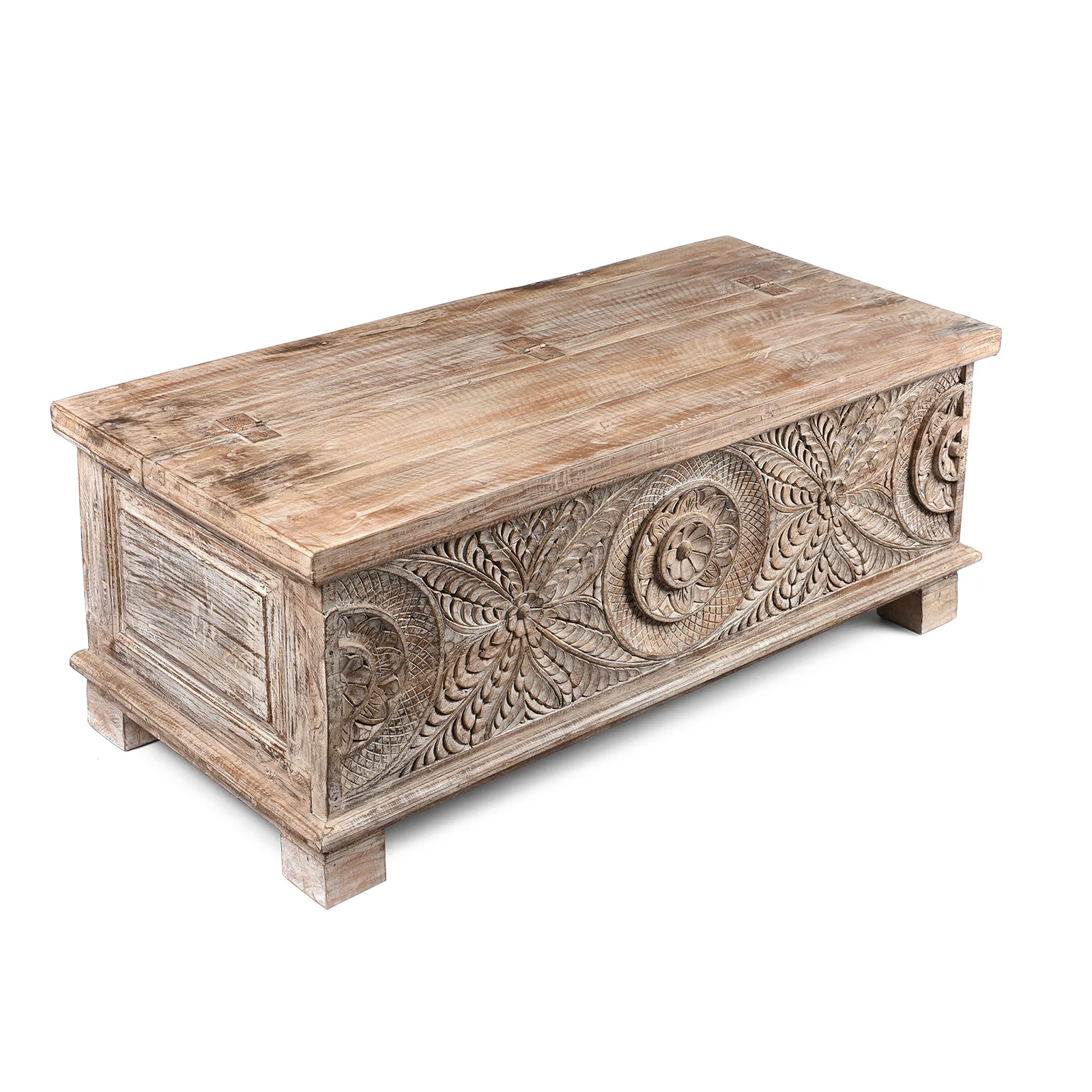 Carved Blanket Chest Made From Reclaimed Teak - Image 4