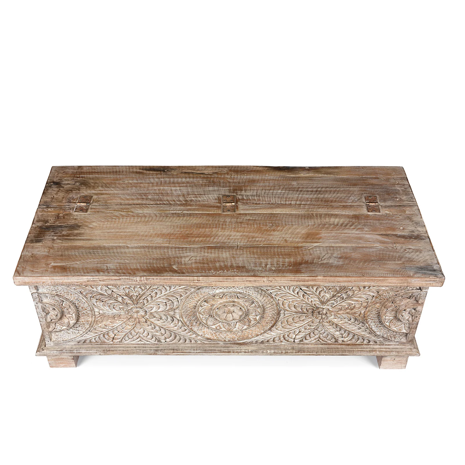 Carved Blanket Chest Made From Reclaimed Teak - Image 5